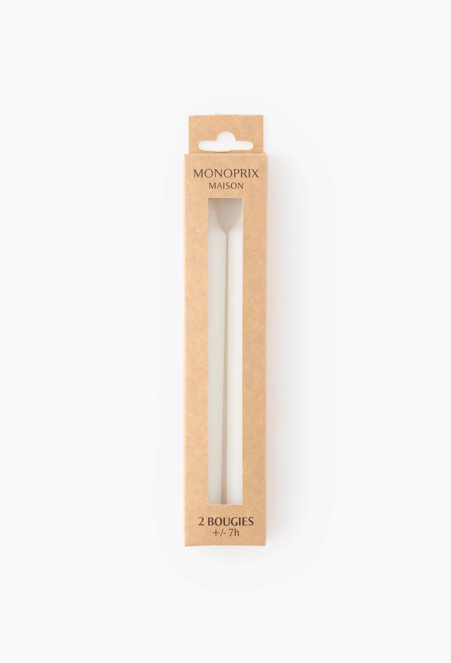 Lot de 2 bougies droites, 2,1x20cm, Blanc, large image number 0