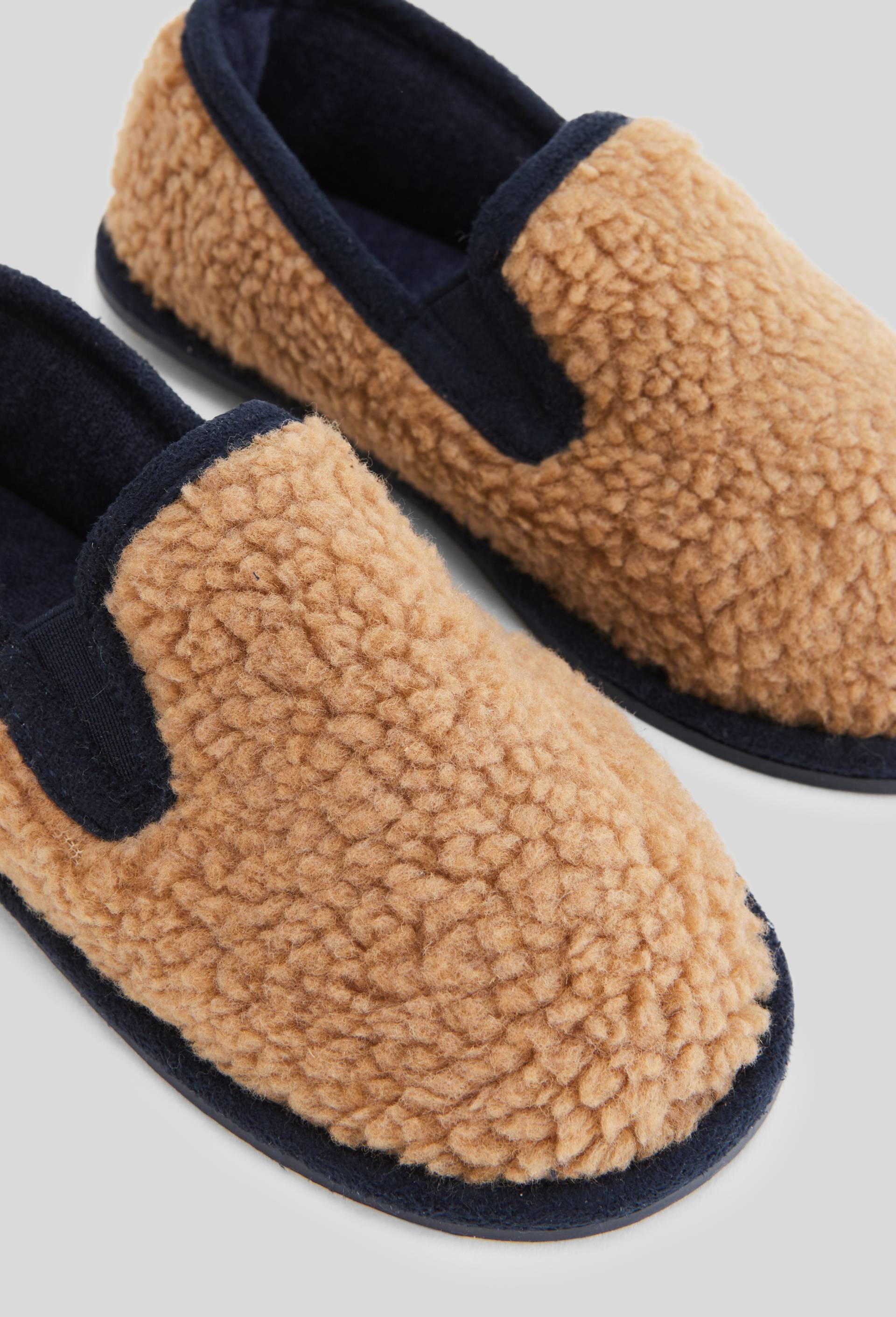 Chaussons mocassins bicolore effet sherpa, Brun clair, large image number 2