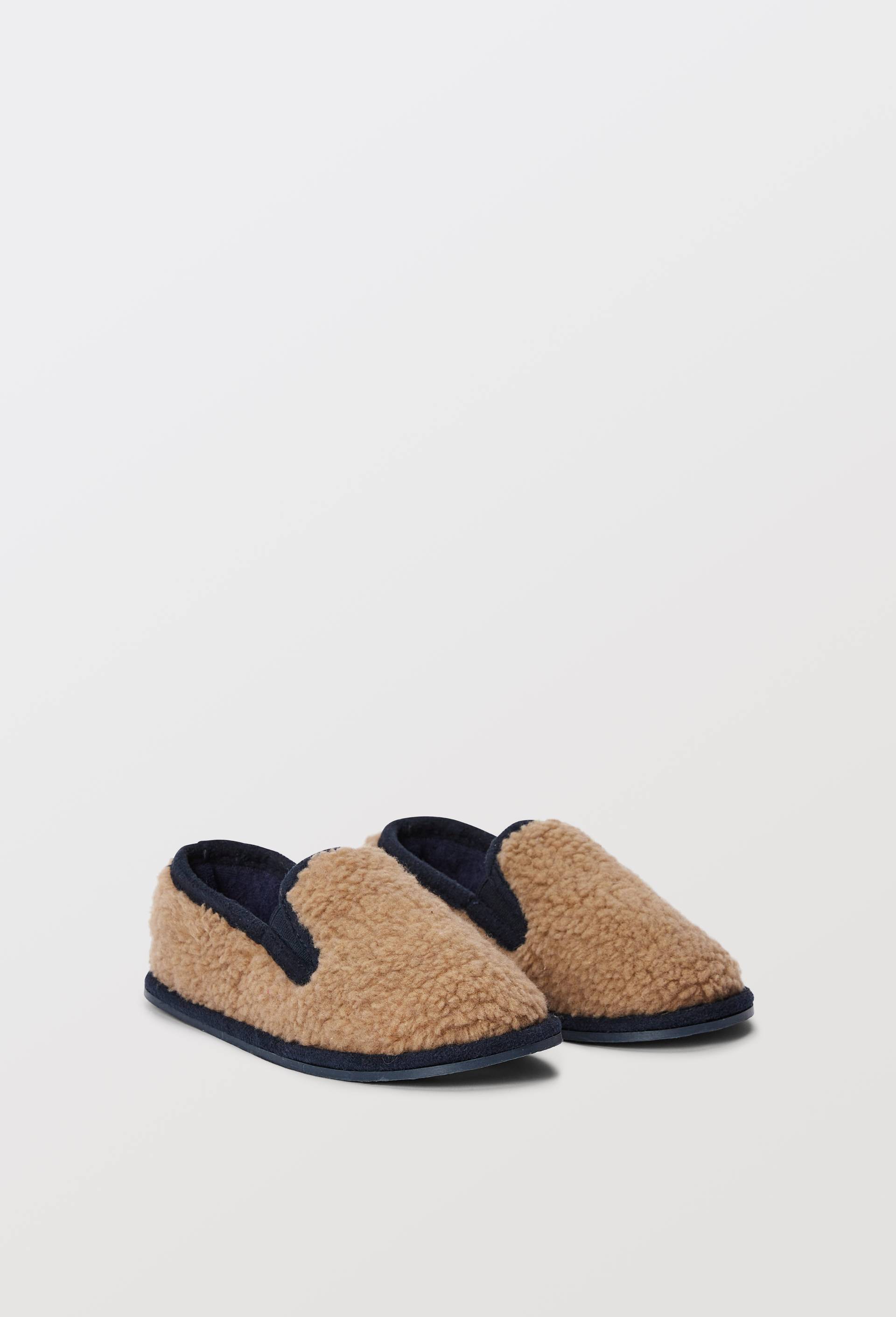 Chaussons mocassins bicolore effet sherpa, Brun clair, large image number 4.0