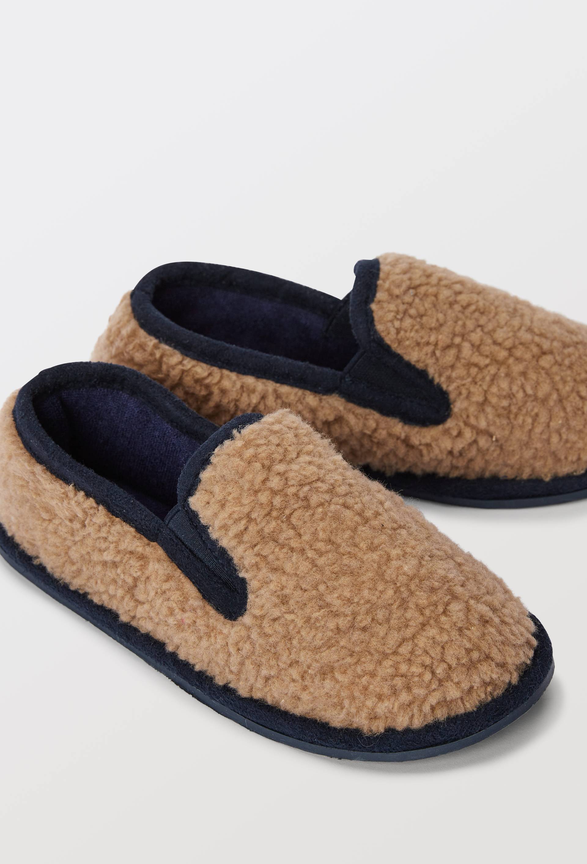 Chaussons mocassins bicolore effet sherpa, Brun clair, large image number 5.0