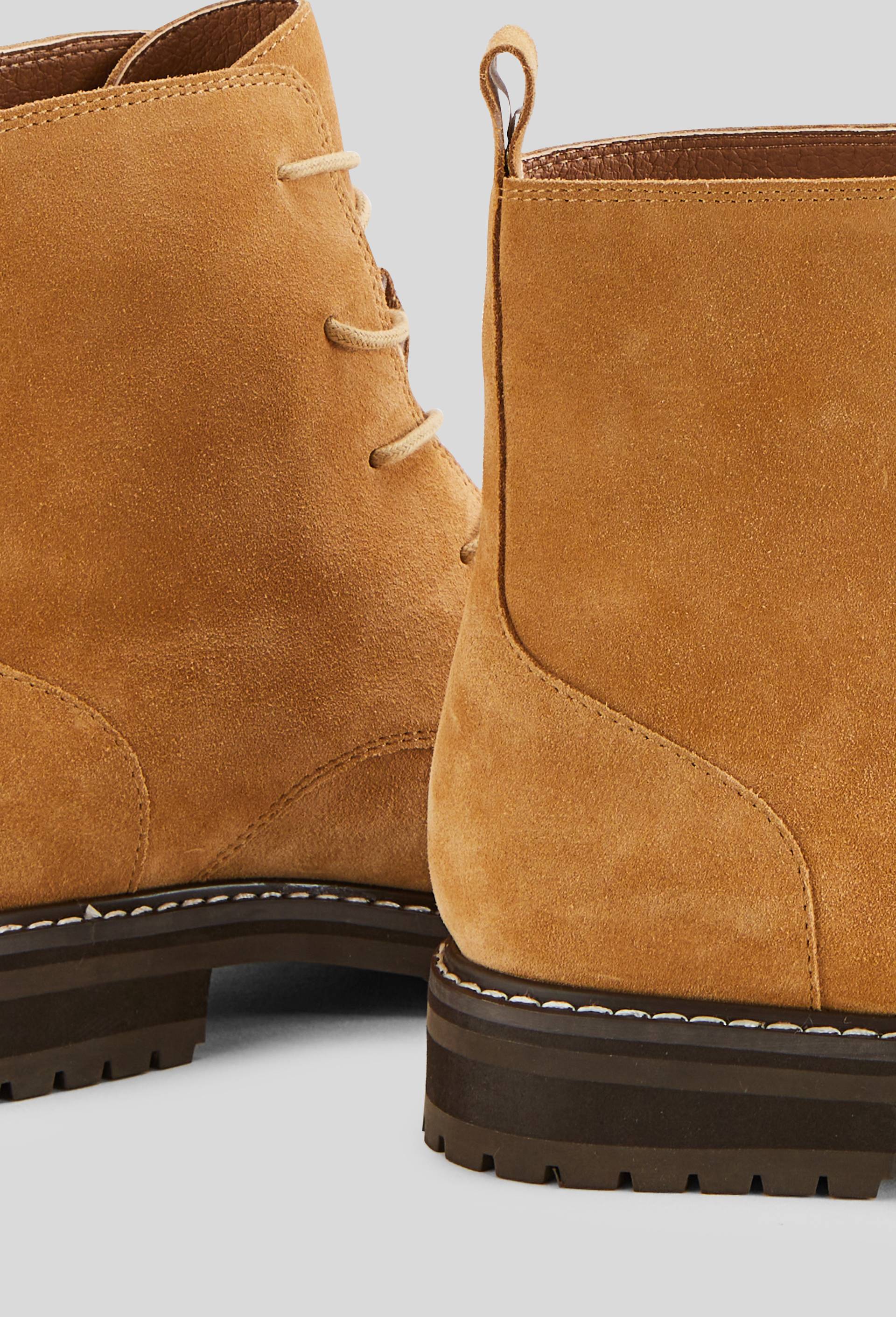 Bottines &agrave; lacets semelles crant&eacute;es en cuir, Beige, large image number 2