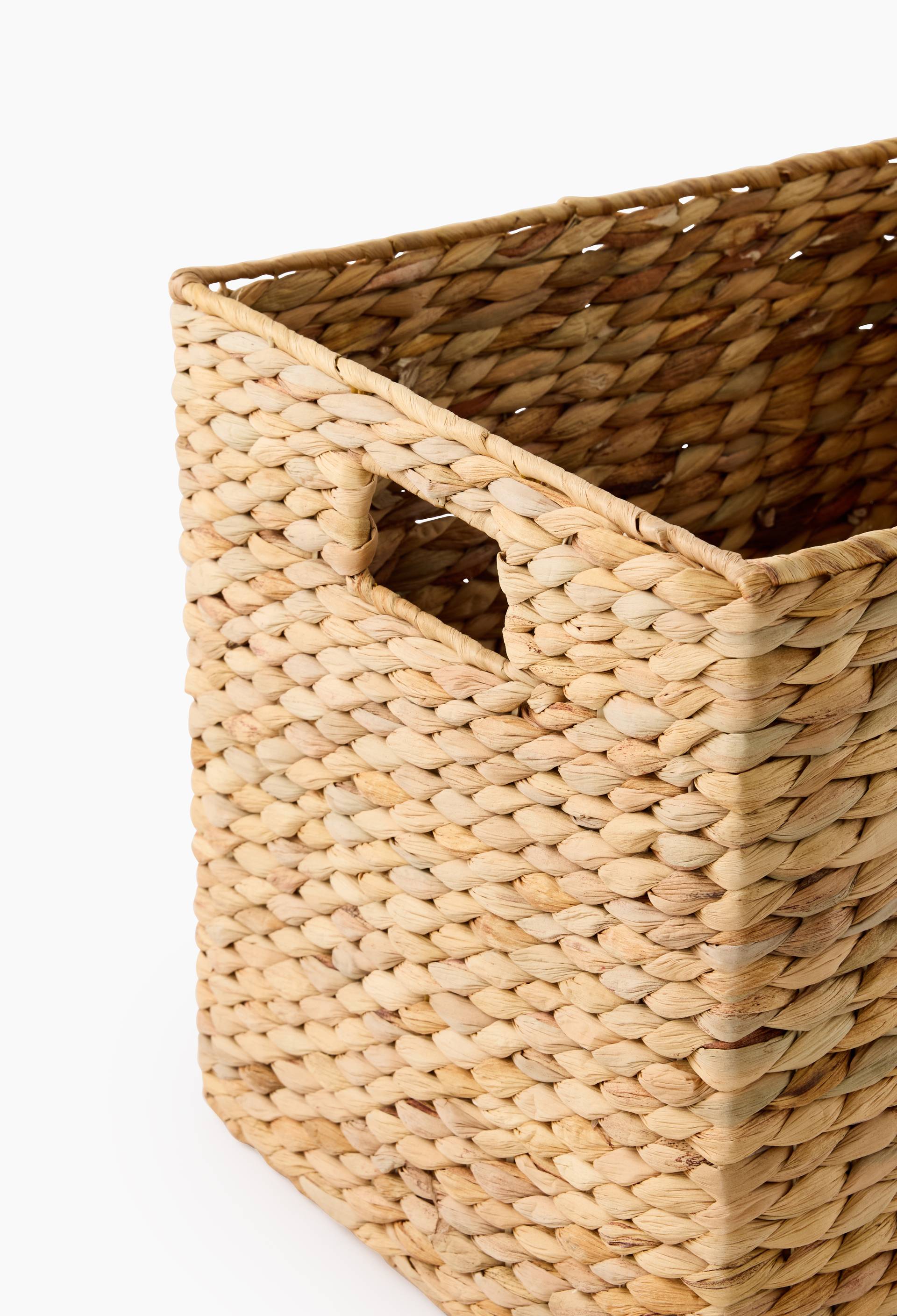 Cube de rangement, 32x32cm, en jacinthe d'eau, Beige clair, large image number 1