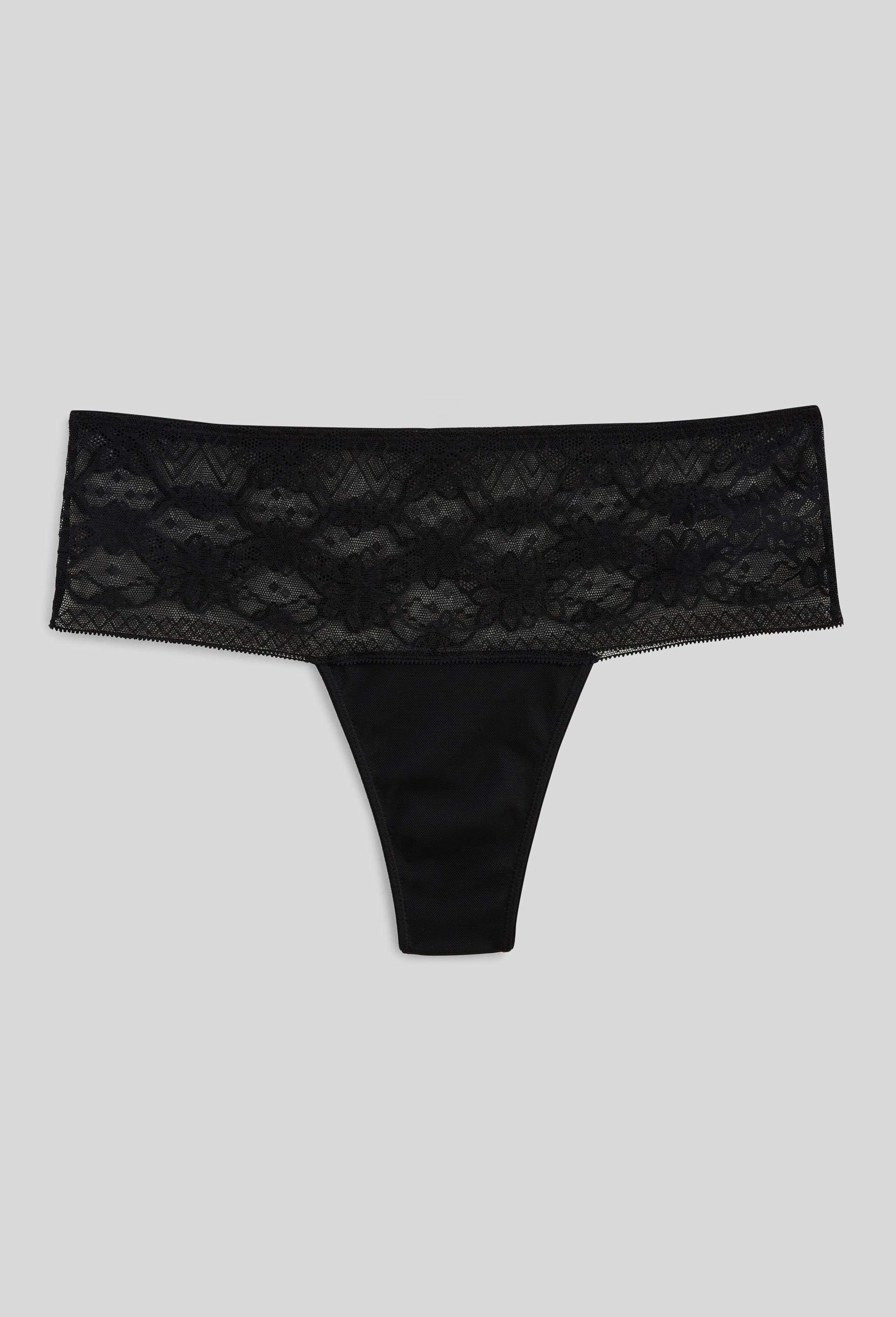 Tanga taille haute IZY en dentelle, Noir, large image number 3