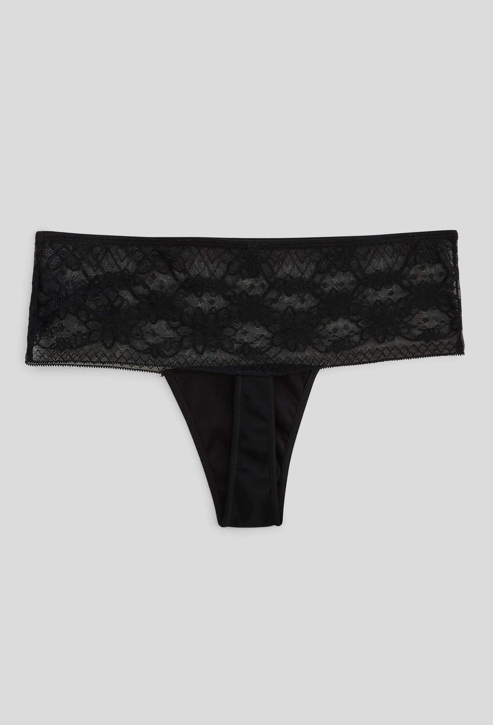 Tanga taille haute IZY en dentelle, Noir, large image number 4