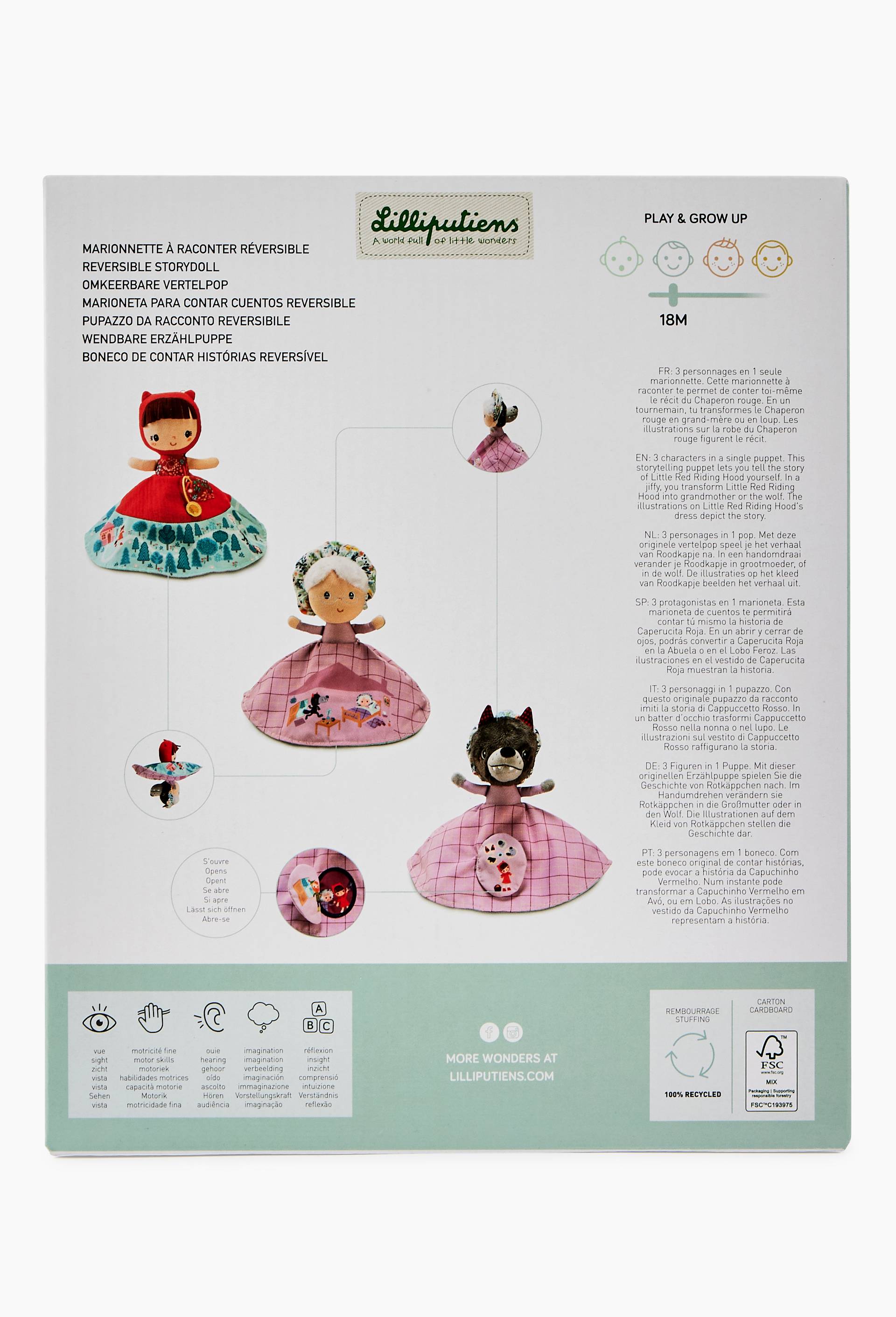 Chaperon rouge marionnette reversible, Multicolore, large image number 1