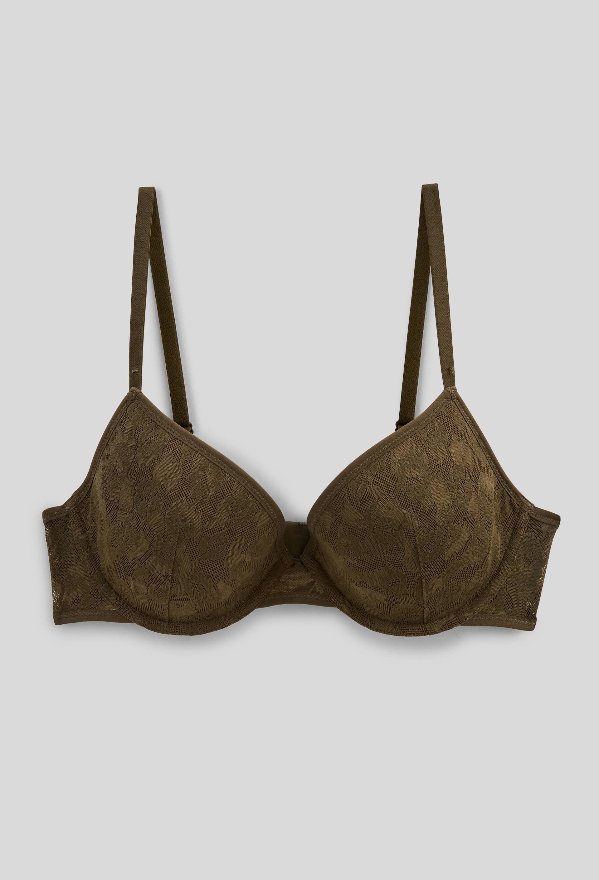 Soutien-gorge corbeille padd&eacute; LEA en dentelle, Vert fonc&eacute;, large image number 2