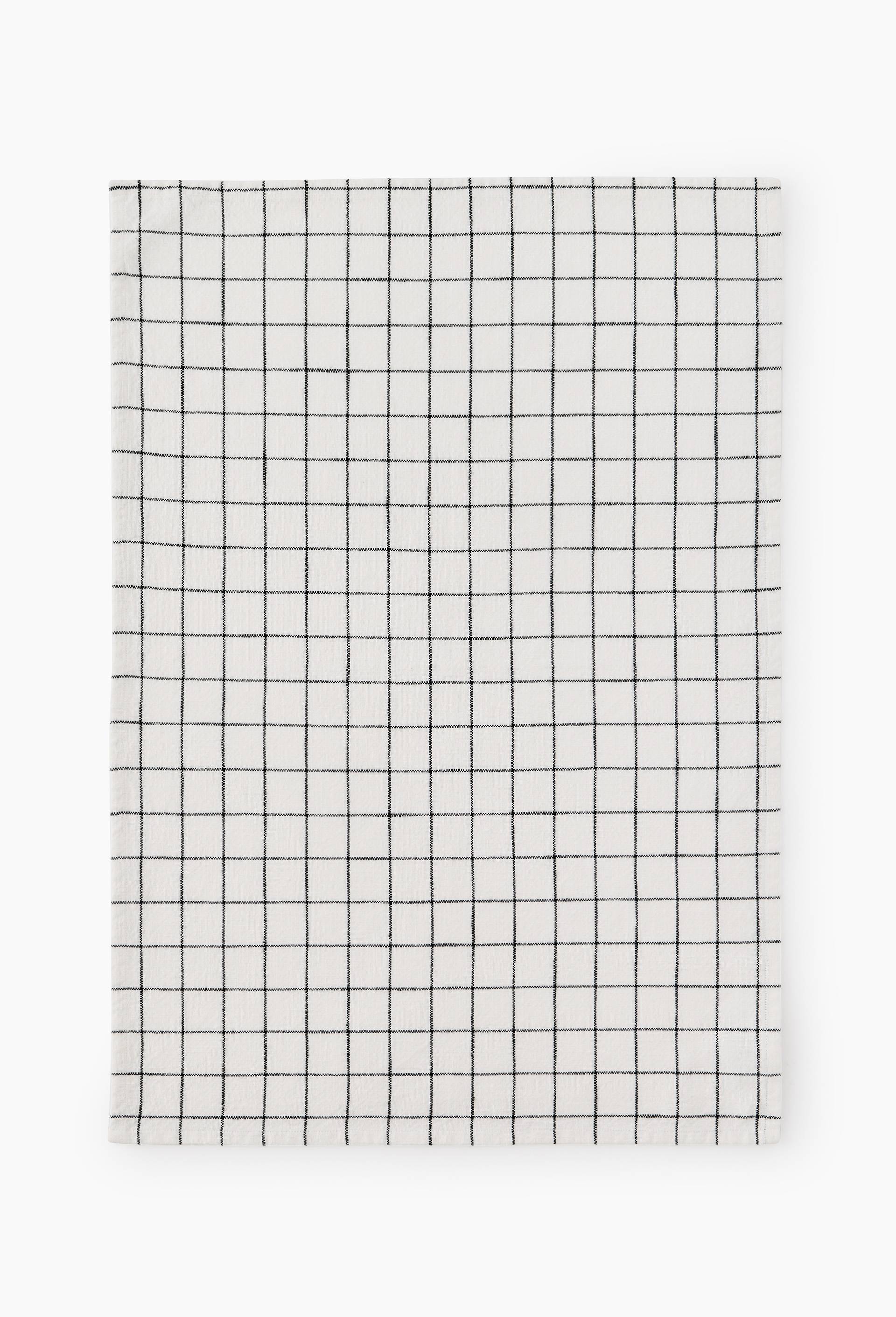Torchon slub carreaux noir, 50x70cm, coton, Noir, large image number 0