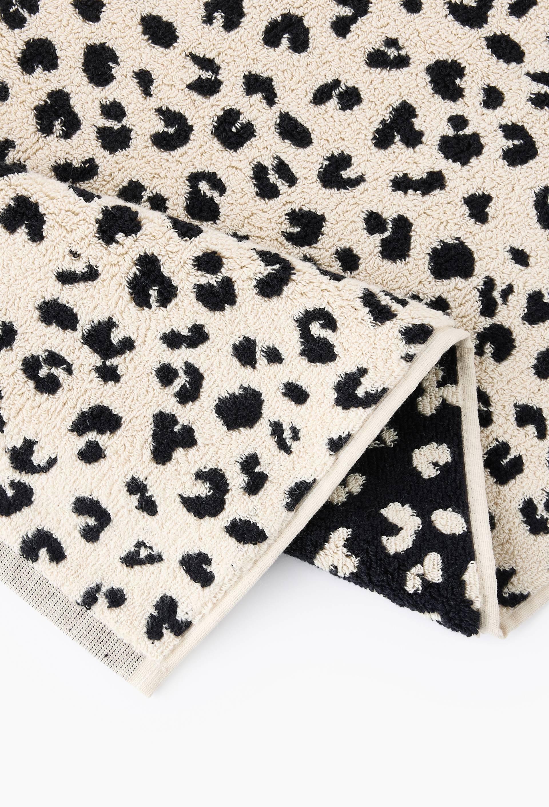 Tapis de bain &agrave; motif l&eacute;opard, 50x70cm, en coton BIO GOTS, Noir, large image number 1