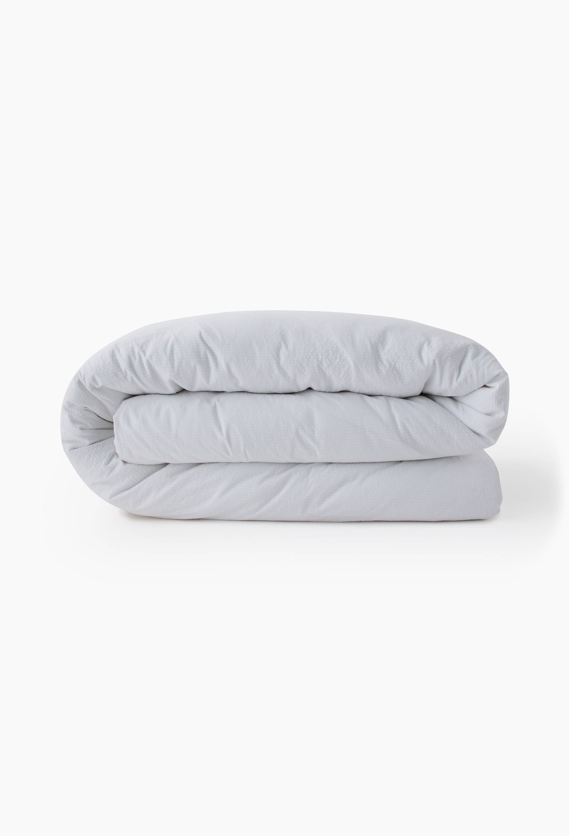 Housse de couette unie seersucker, percale de coton bio GOTS, Blanc, large image number 0