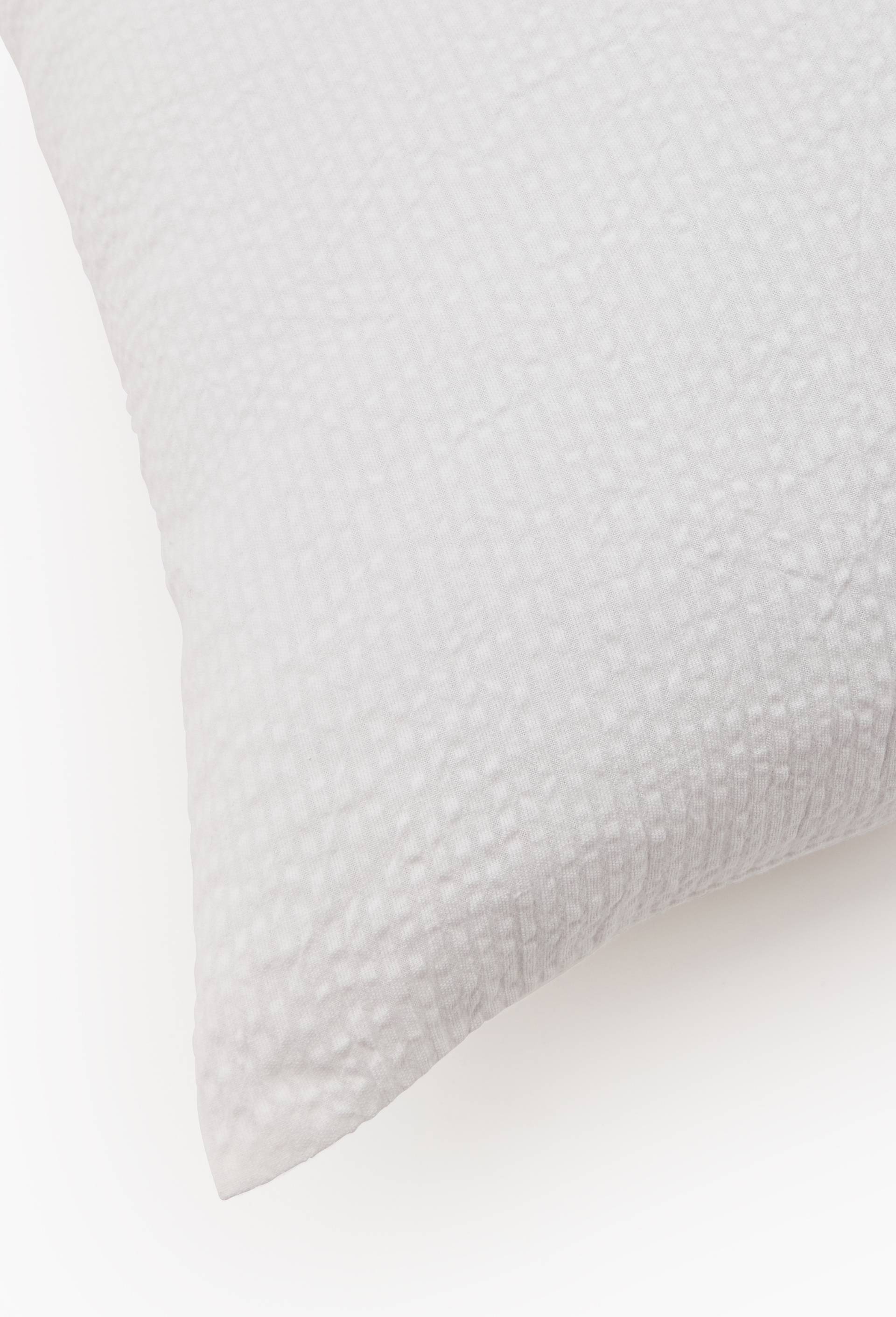 Taie d'oreiller seersucker unie, coton bio GOTS, Blanc, large image number 1