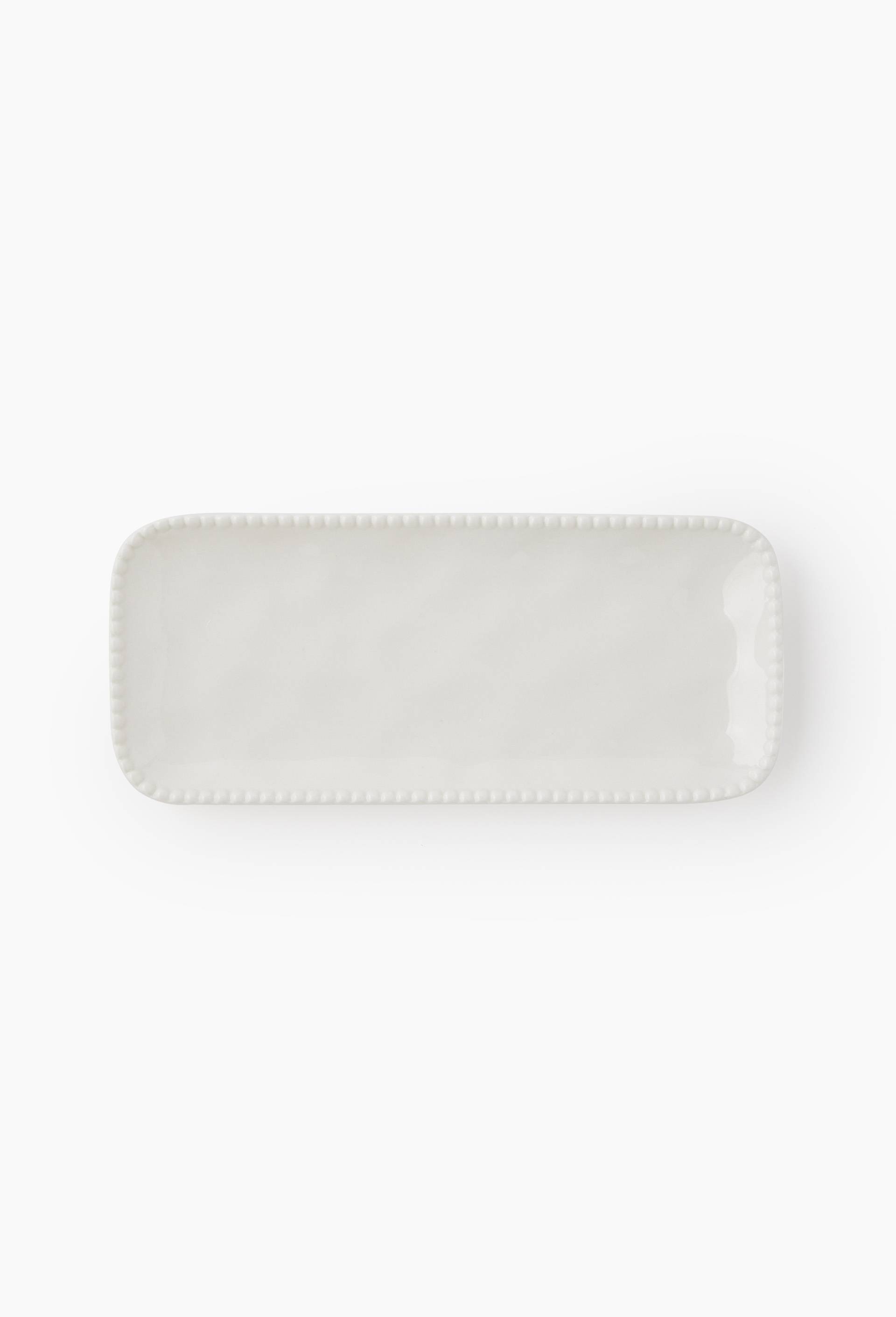 Plat rectangulaire finition perl&eacute;e, 31cm, Blanc, large image number 0