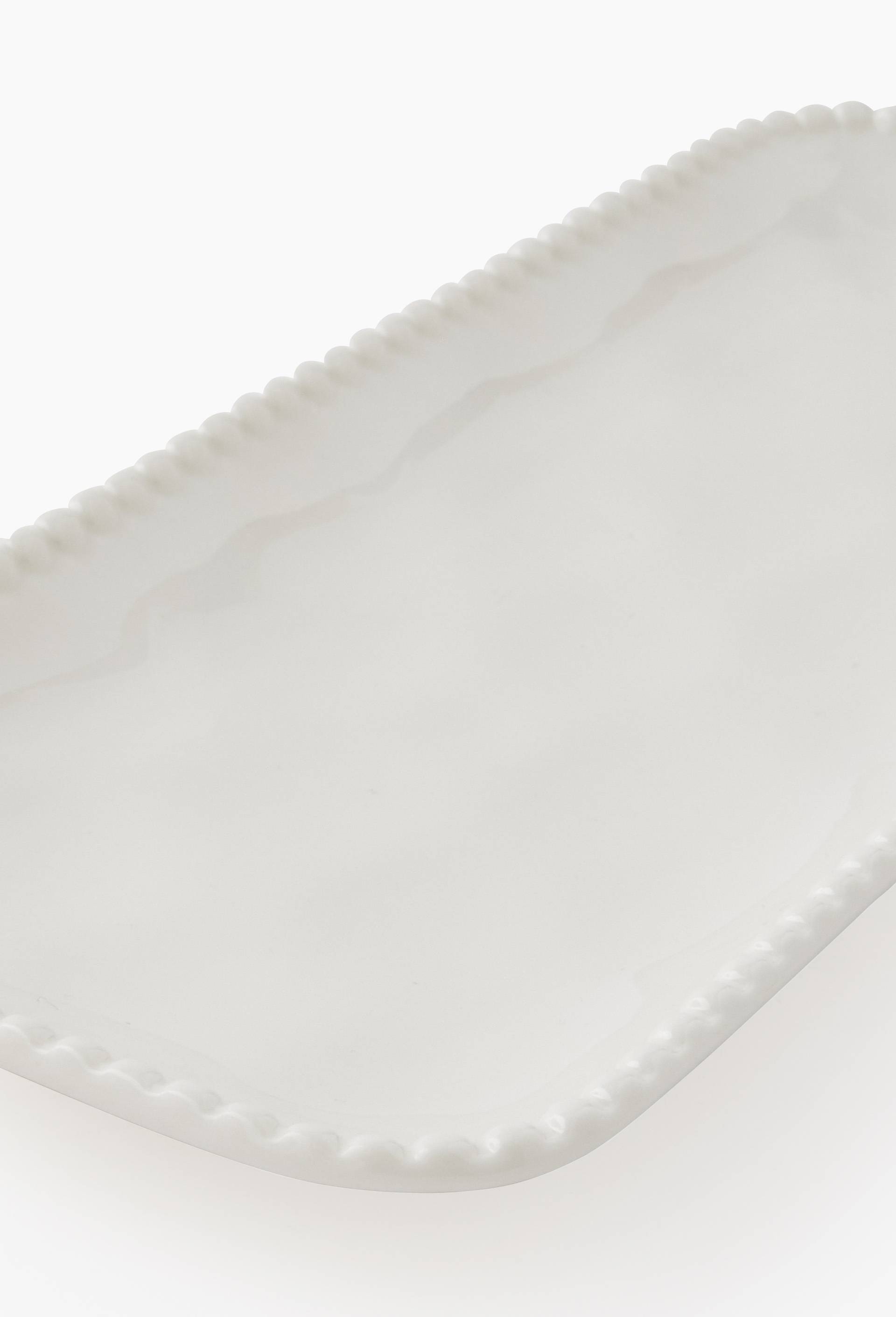 Plat rectangulaire finition perl&eacute;e, 31cm, Blanc, large image number 1