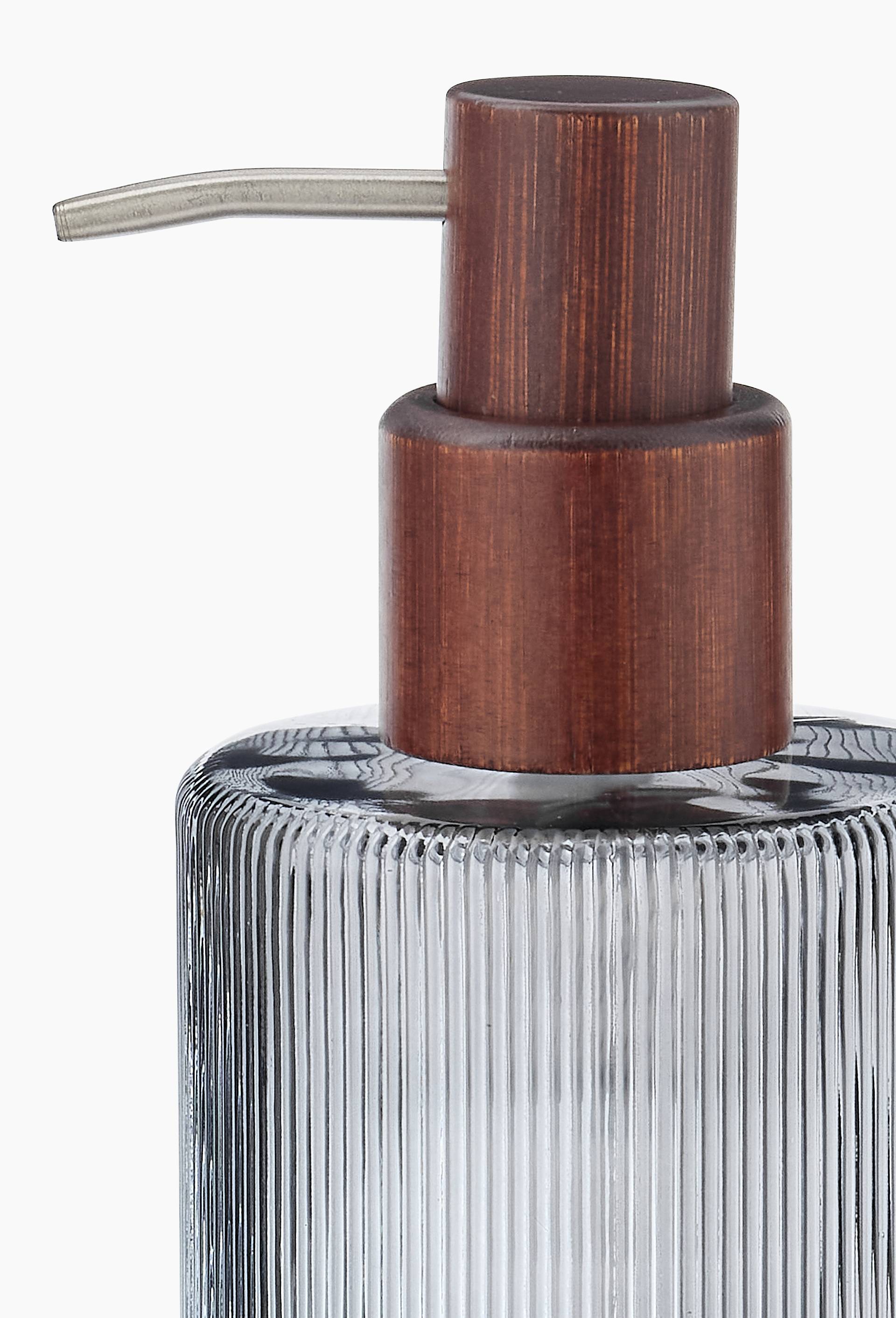Distributeur de savon, en verre striée 20,8x83x8cm, Gris foncé, large image number 1