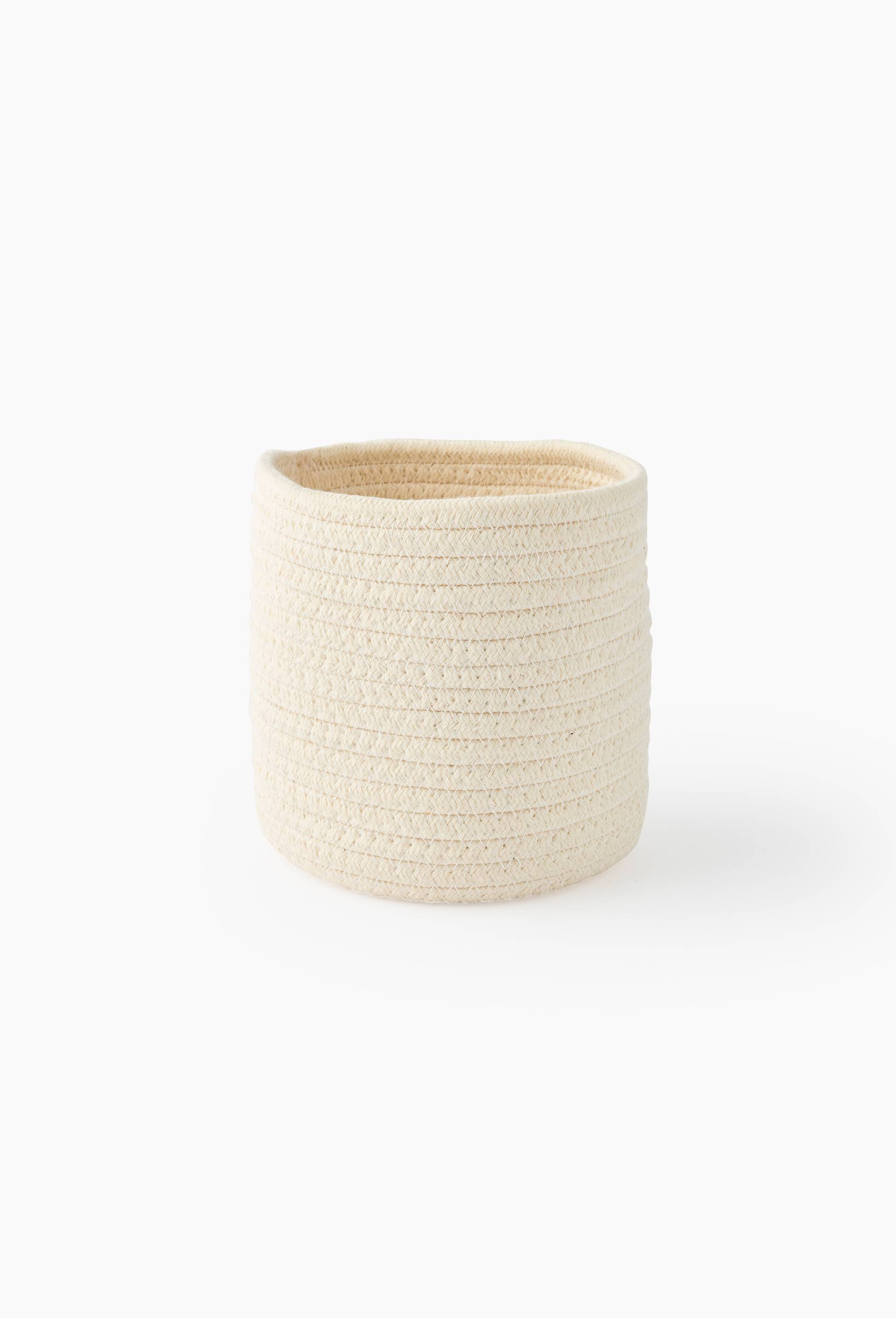 Panier rond en coton l, 15x15cm, Blanc, large image number 0.0