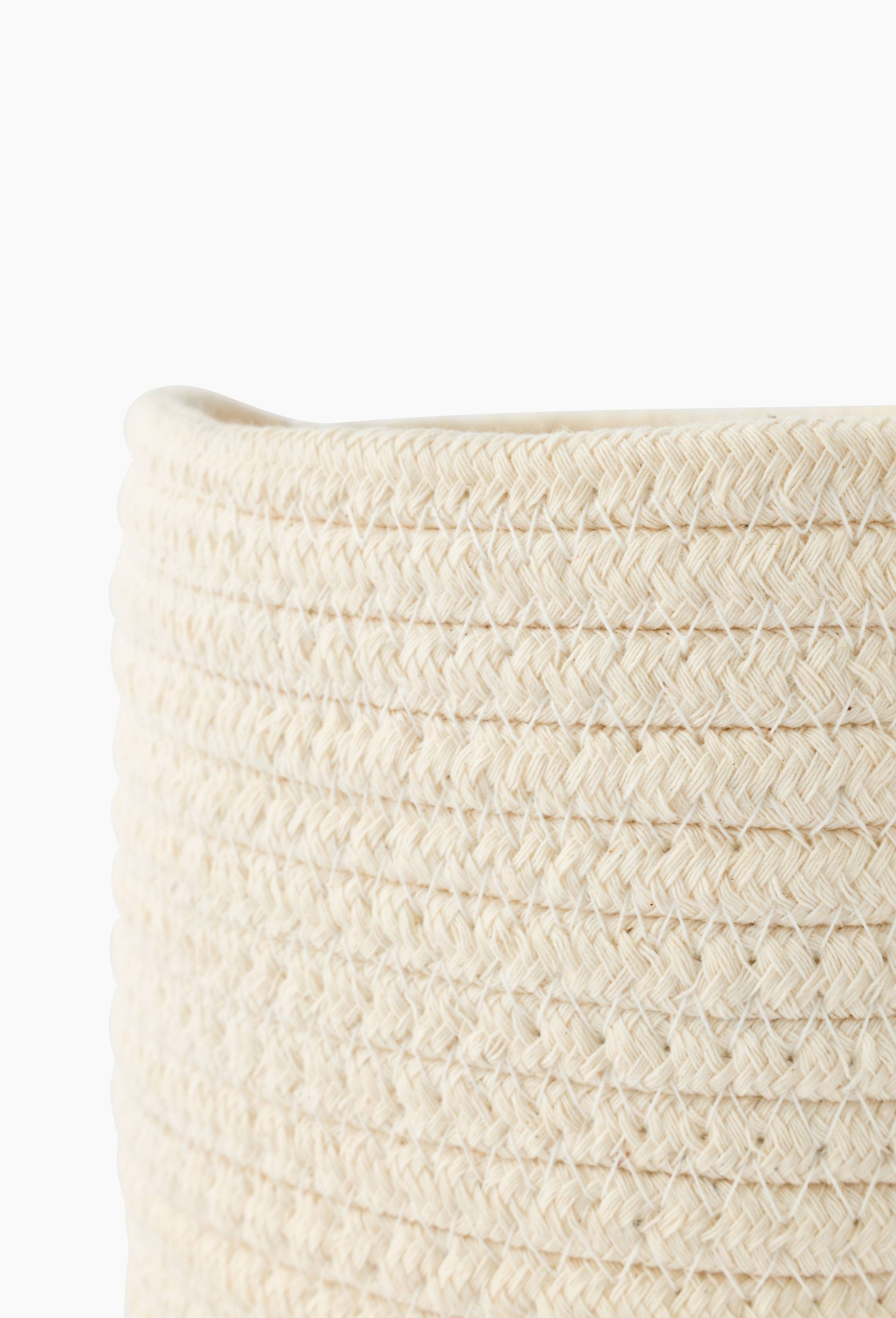 Panier rond en coton l, 15x15cm, Blanc, large image number 1