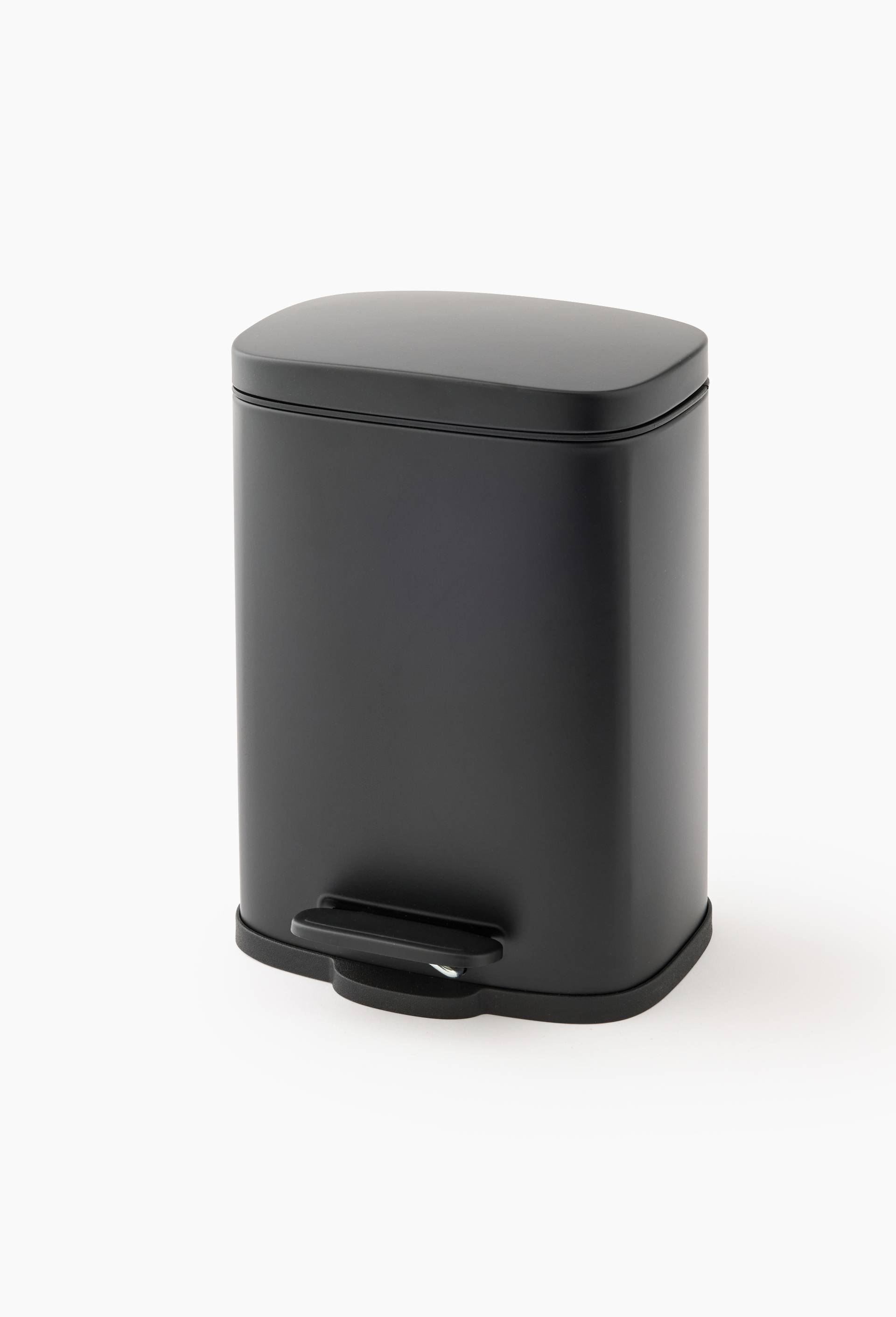 Poubelle rectangulaire en m&eacute;tal, 3l, 18,5x15,5x25cm, Noir, large image number 0