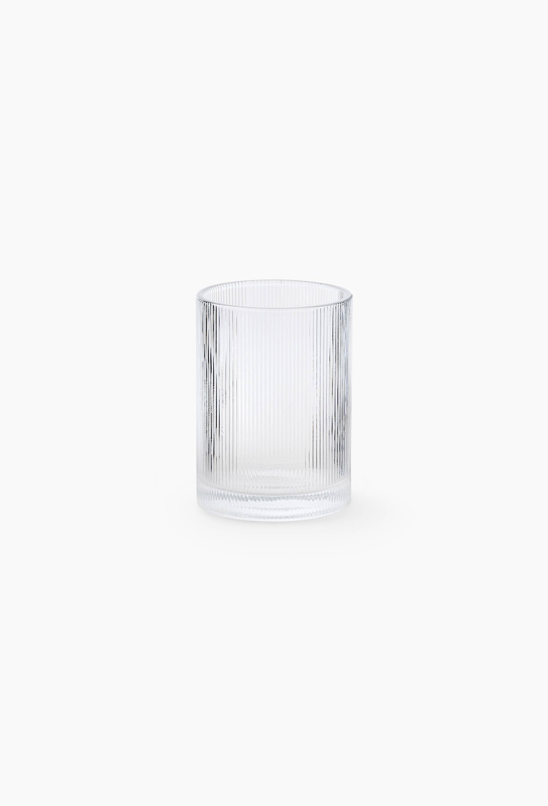 Porte brosses &agrave; dents en verre stri&eacute;e, 8x8x12cm, Transparent, large image number 0