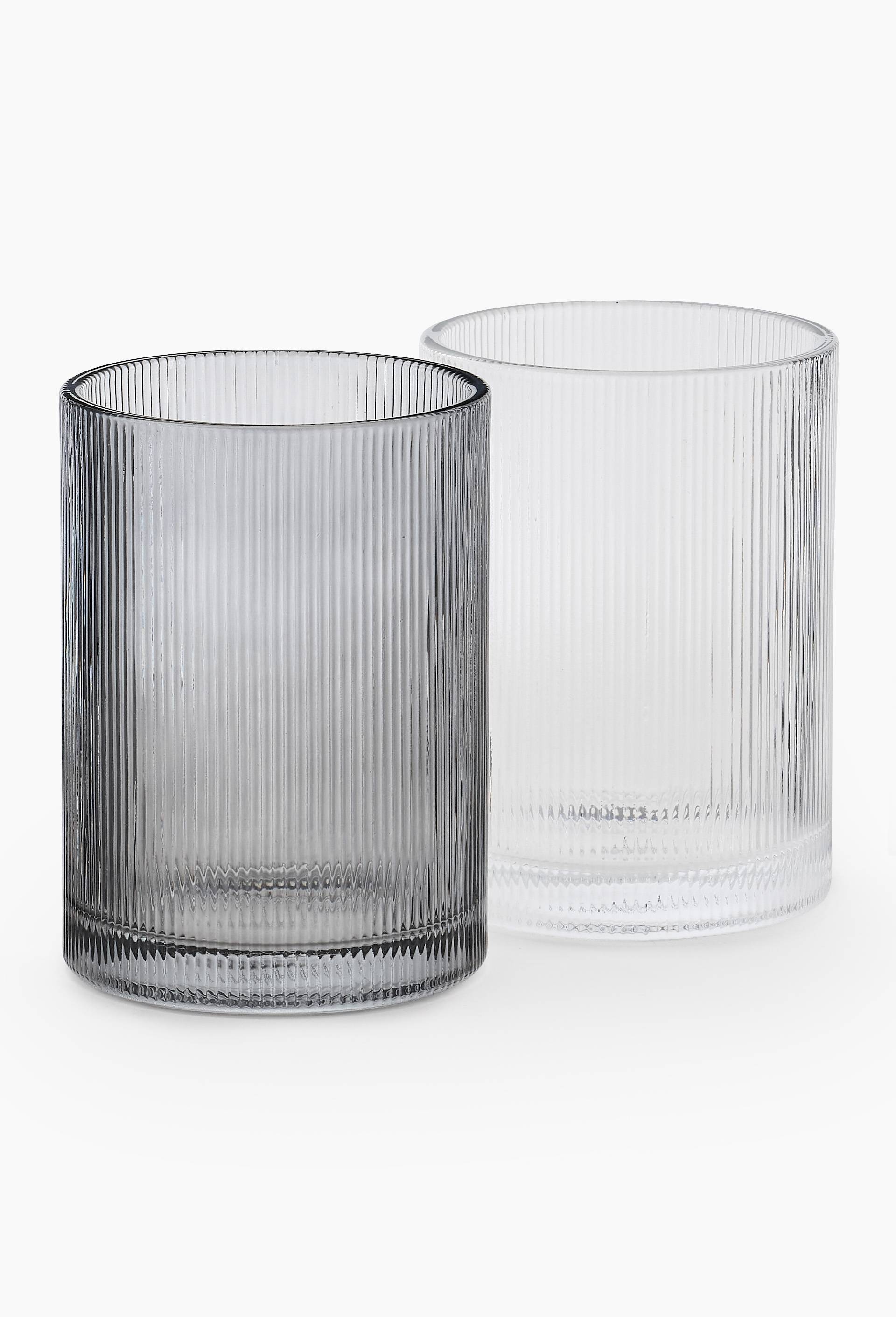 Porte brosses &agrave; dents en verre stri&eacute;e, 8x8x12cm, Transparent, large image number 1