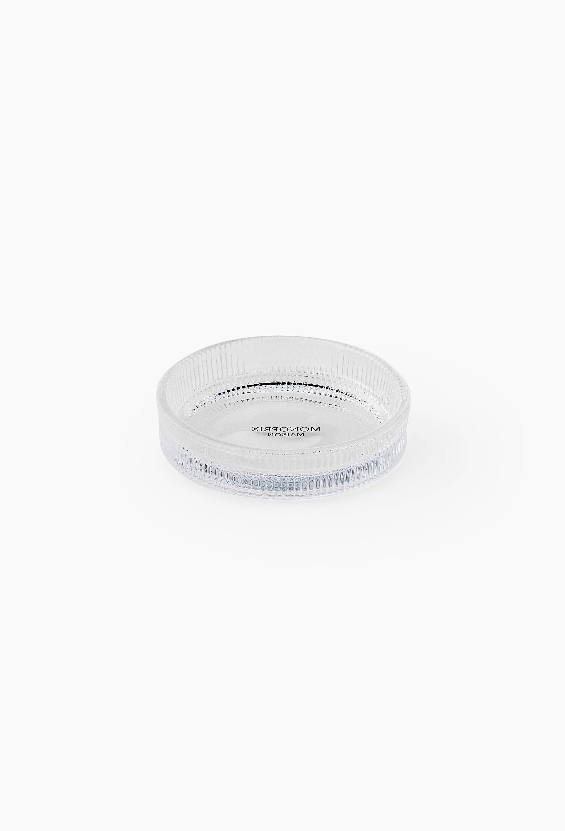 Porte savon en verre stri&eacute;, 11,3x2,1cm, Transparent, large image number 0