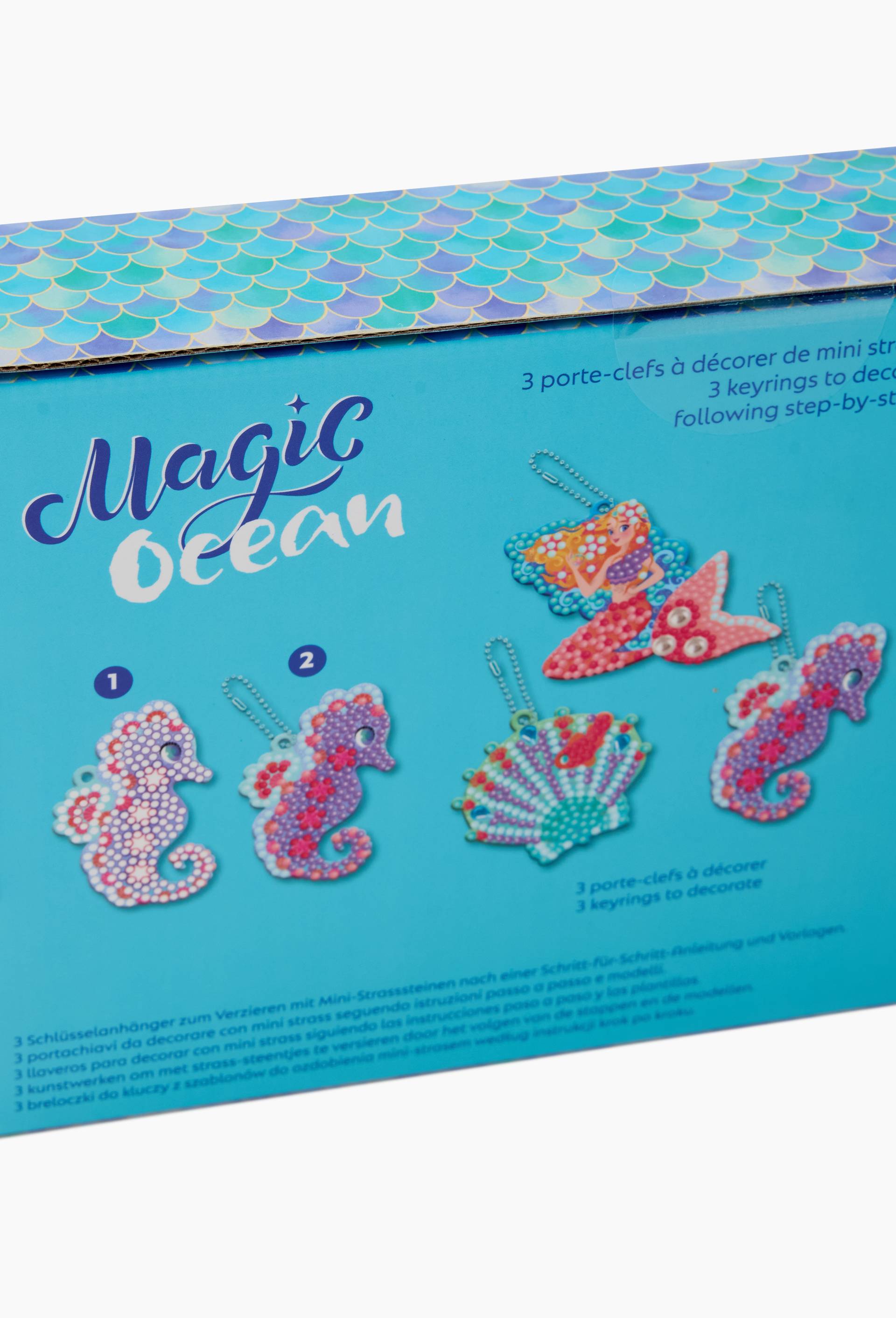 Magic ocean - 3 porte-clefs &agrave; diamanter, Multicolore, large image number 1.0