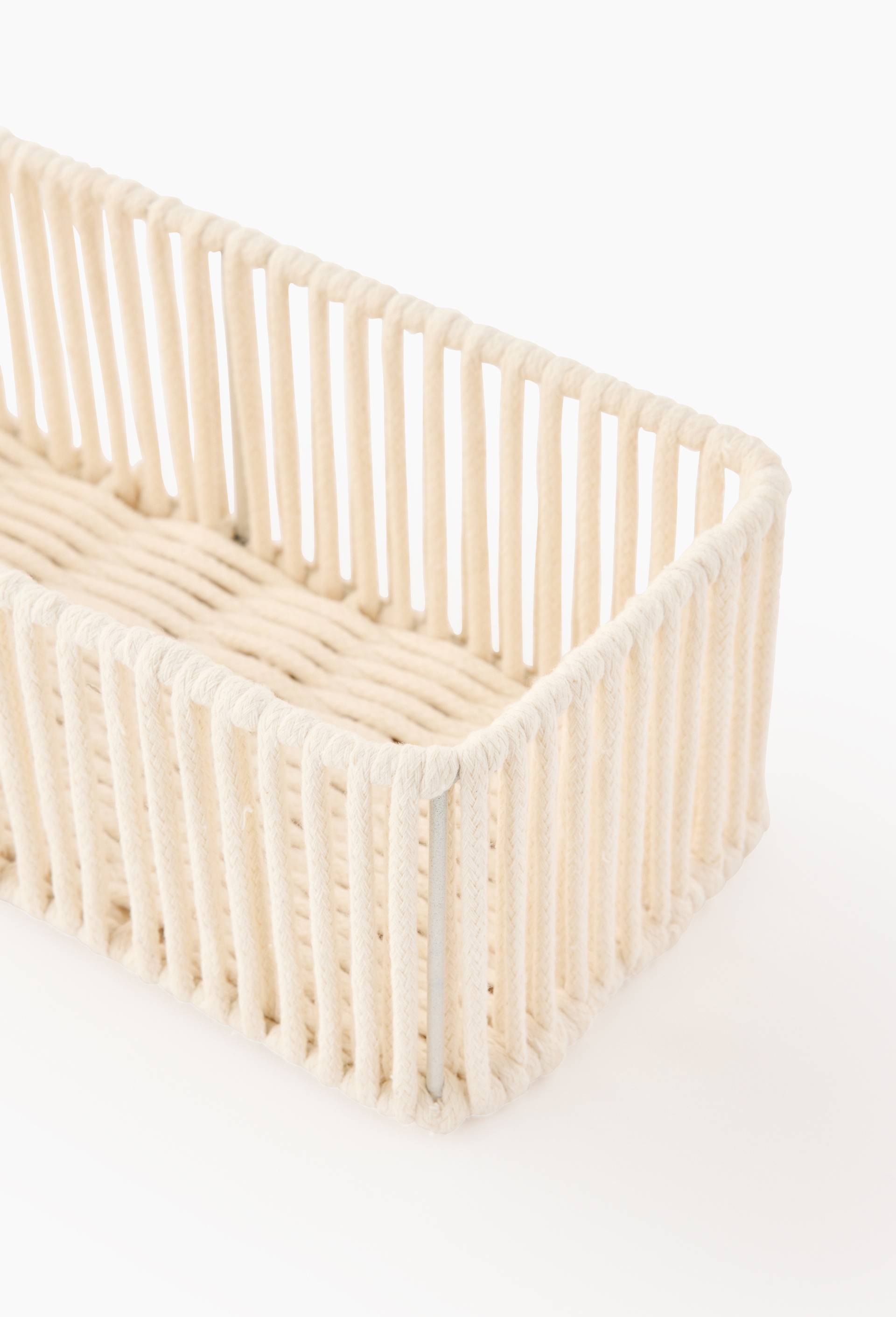 Panier cordes, en coton et m&eacute;tal, Ecru, large image number 1
