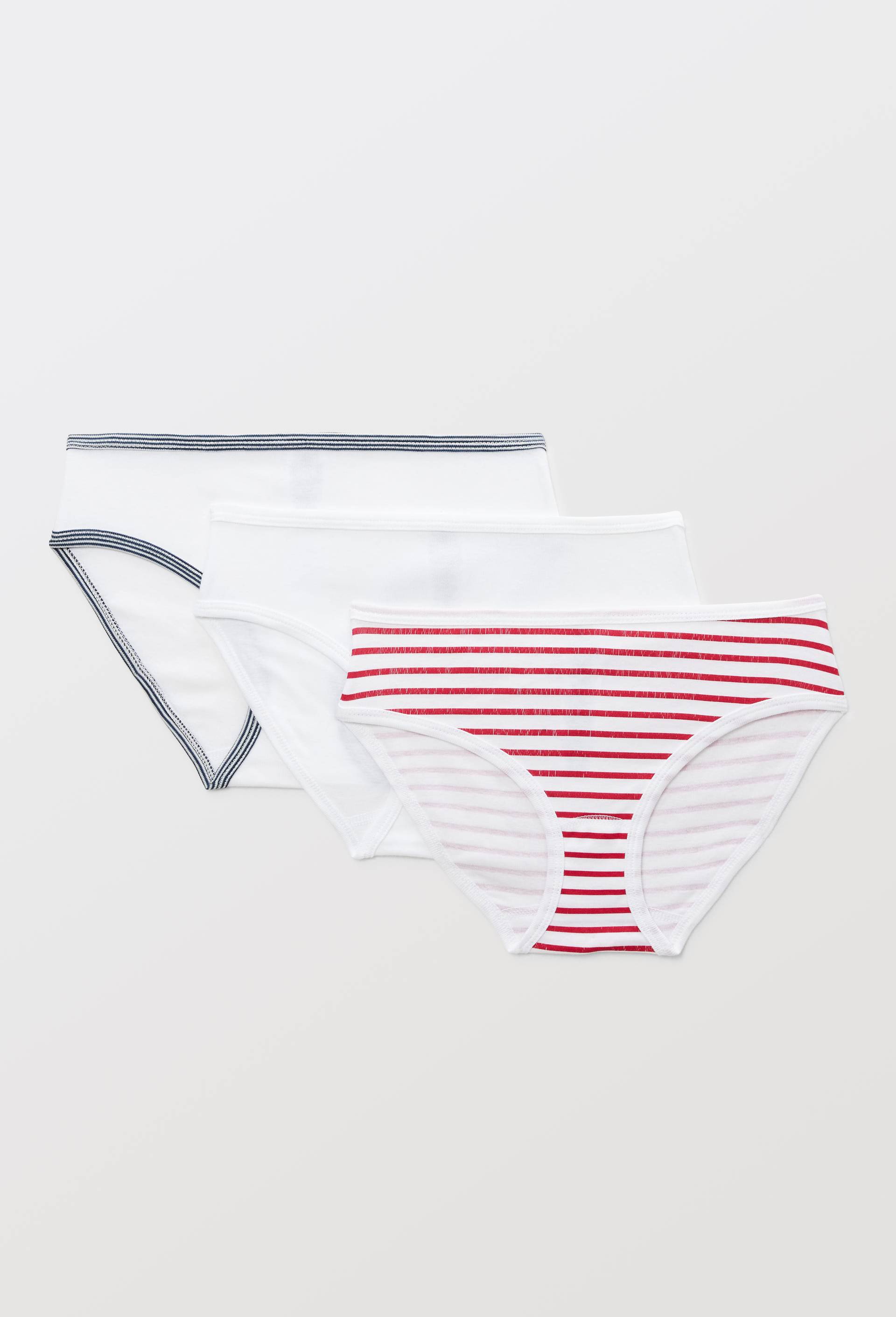 Lot de 3 culottes midi en coton BIO Petit Bateau, certifi&eacute; OEKO-TEX, Rouge, large image number 2.0