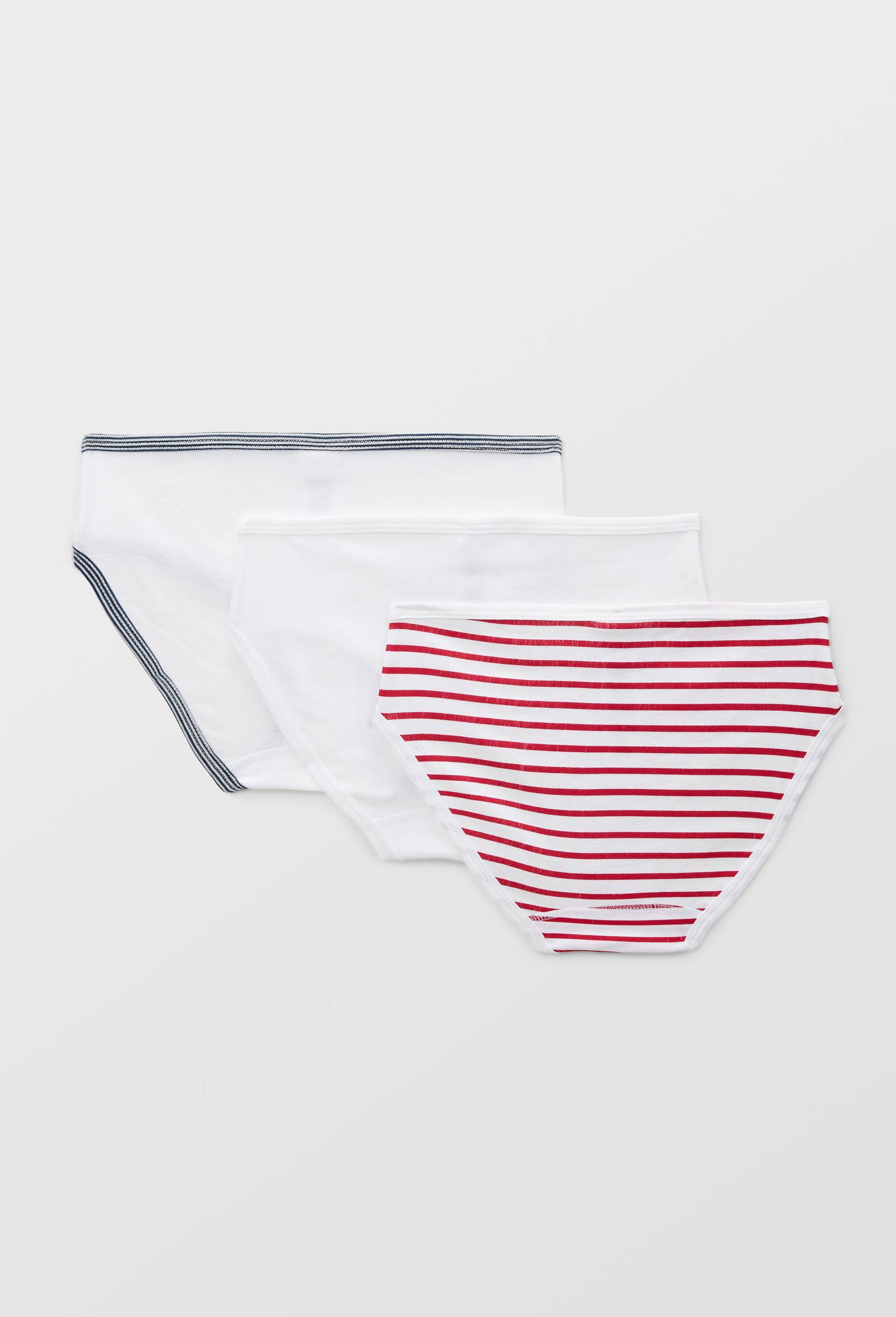 Lot de 3 culottes midi en coton BIO Petit Bateau, certifi&eacute; OEKO-TEX, Rouge, large image number 3