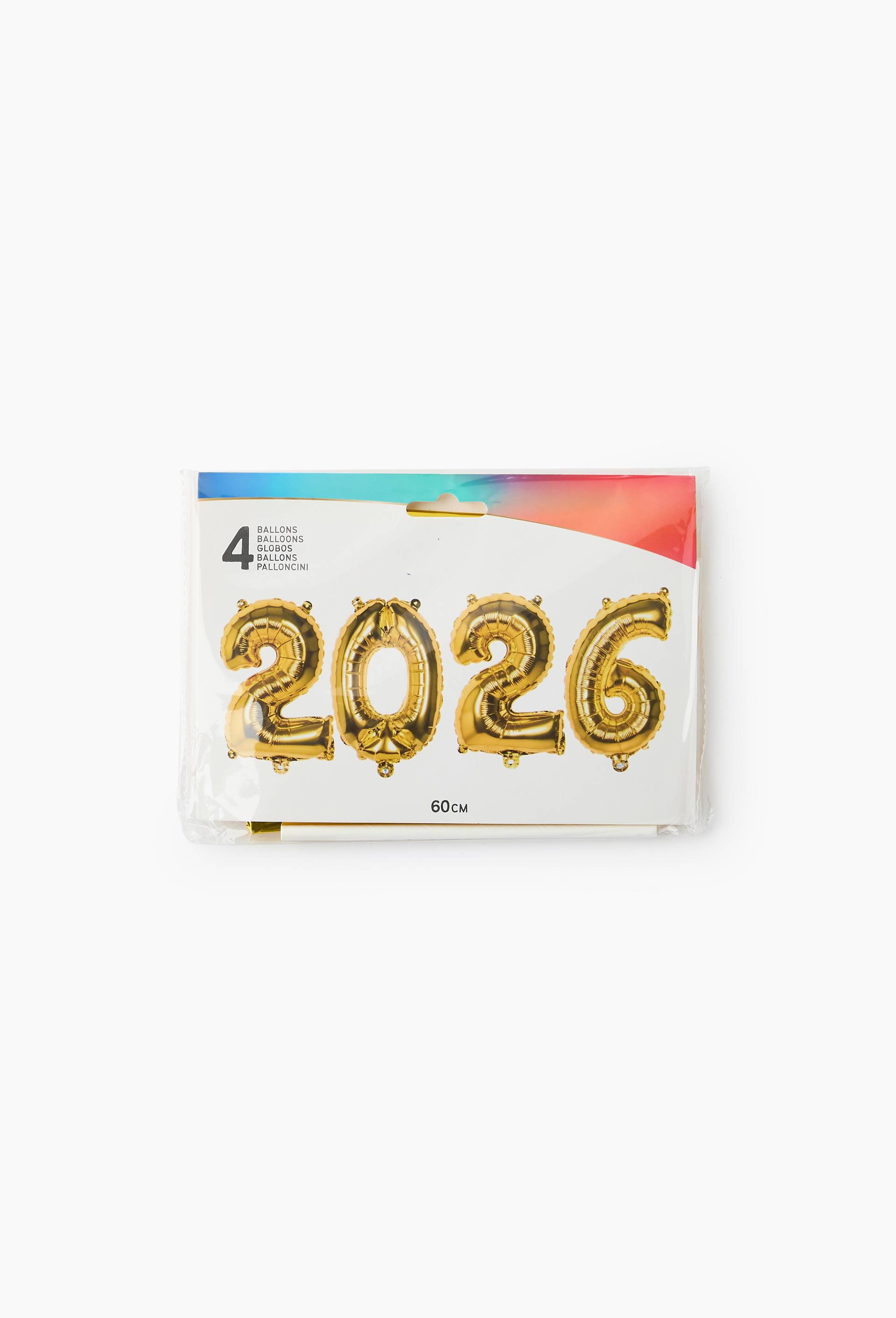 4 Ballons  foil 60 cm 2025 OR, Multicolore, large image number 1