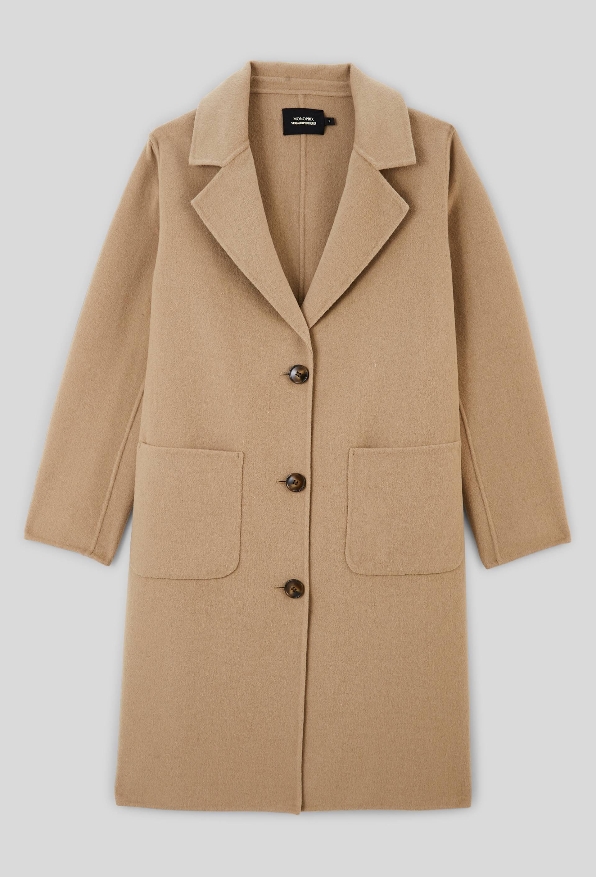 Manteau boutonn&eacute; contenant de la laine, Beige, large image number 2