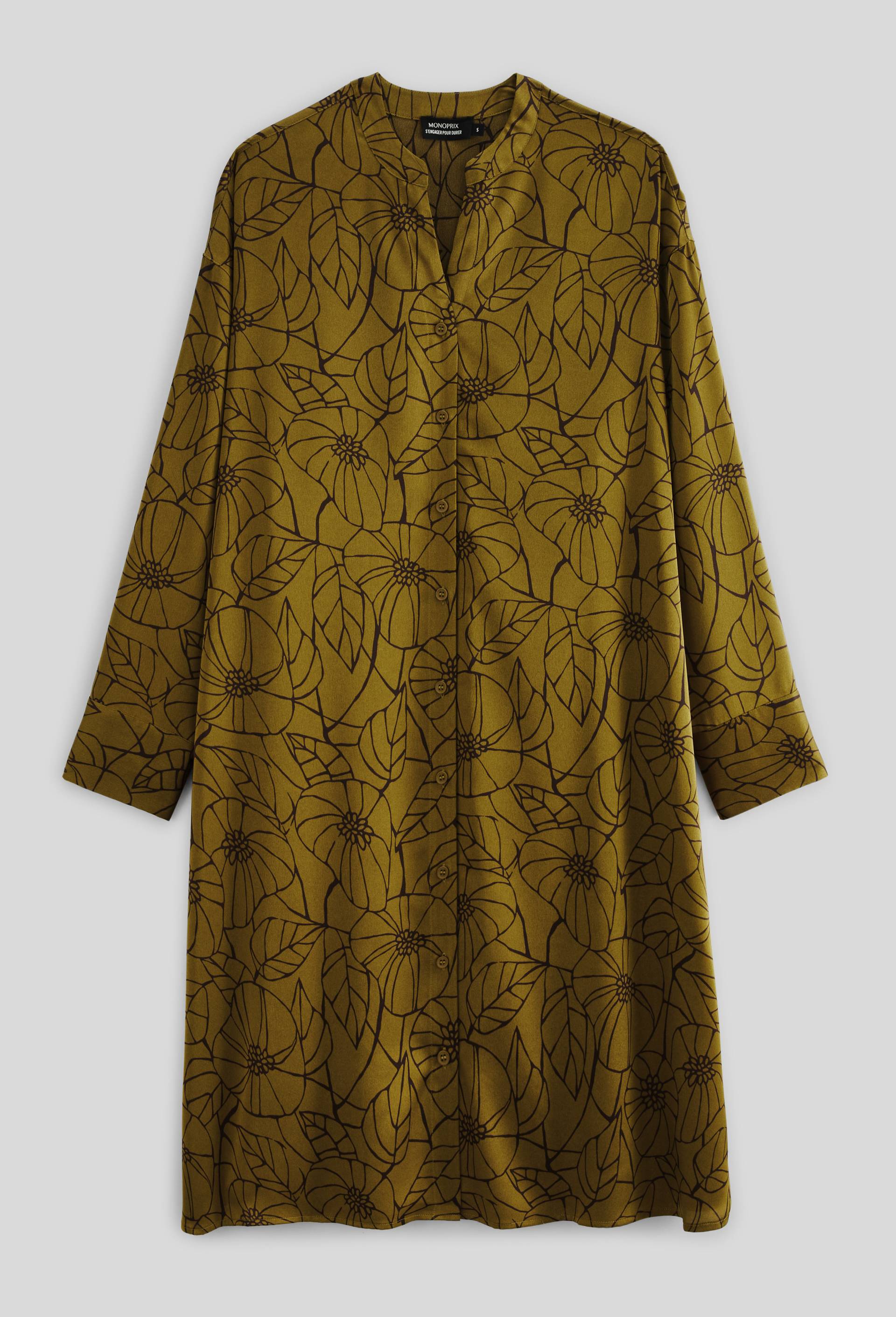 Chemise de nuit manches longues &agrave; imprim&eacute; floral, Vert, large image number 2