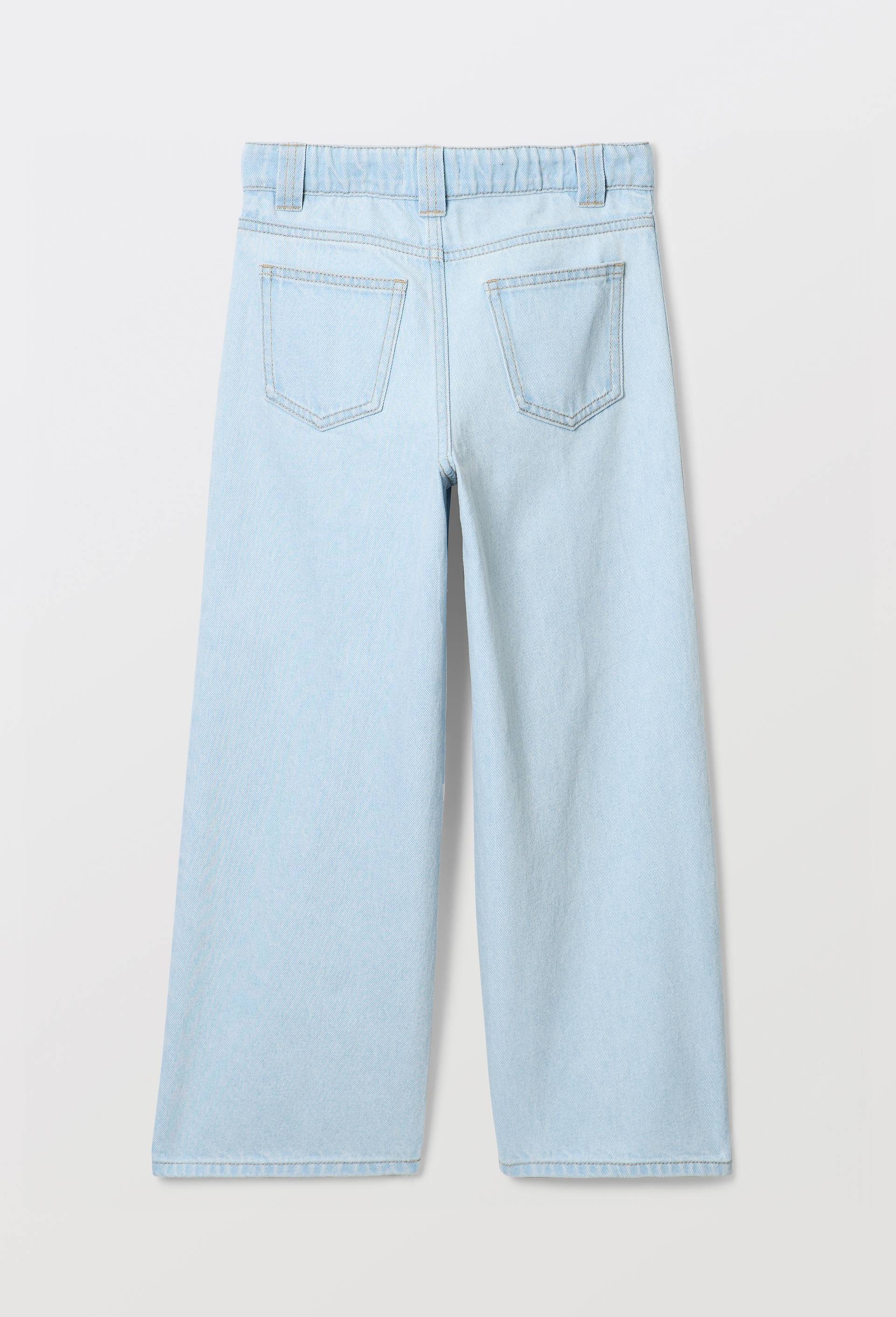 Pantalon large avec poches plaqu&eacute;es en coton, Bleu, large image number 1