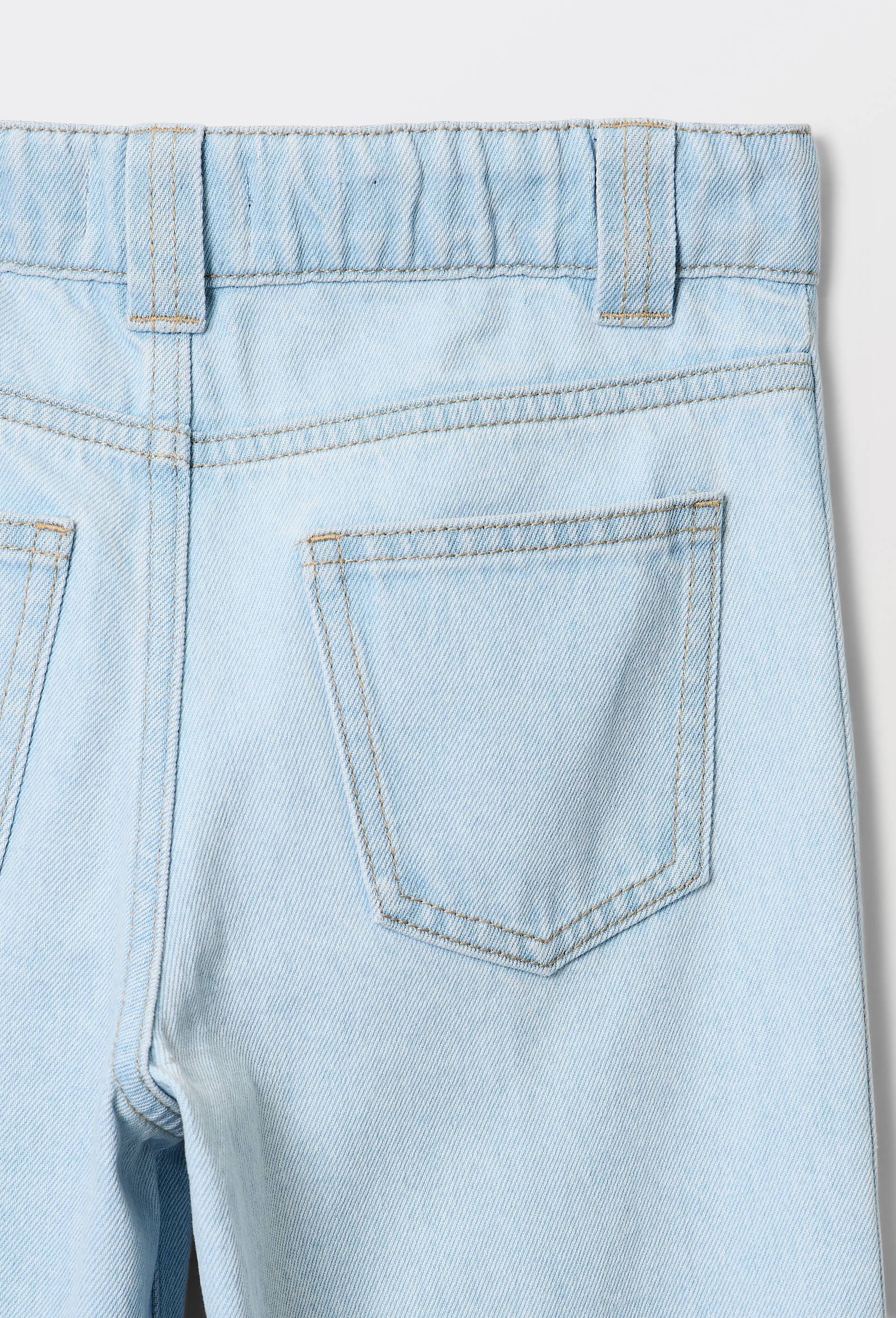 Pantalon large avec poches plaqu&eacute;es en coton, Bleu, large image number 3