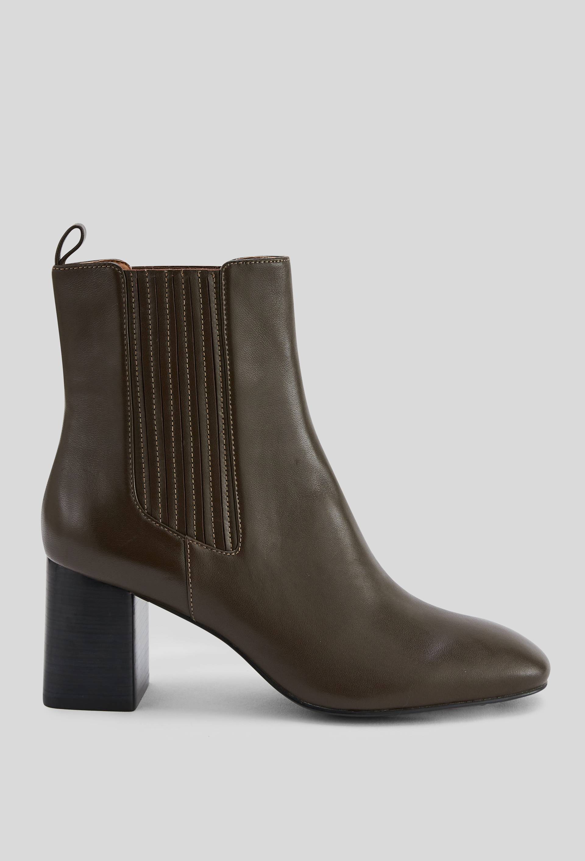 Bottines &agrave; talon en cuir, Vert fonc&eacute;, large image number 0