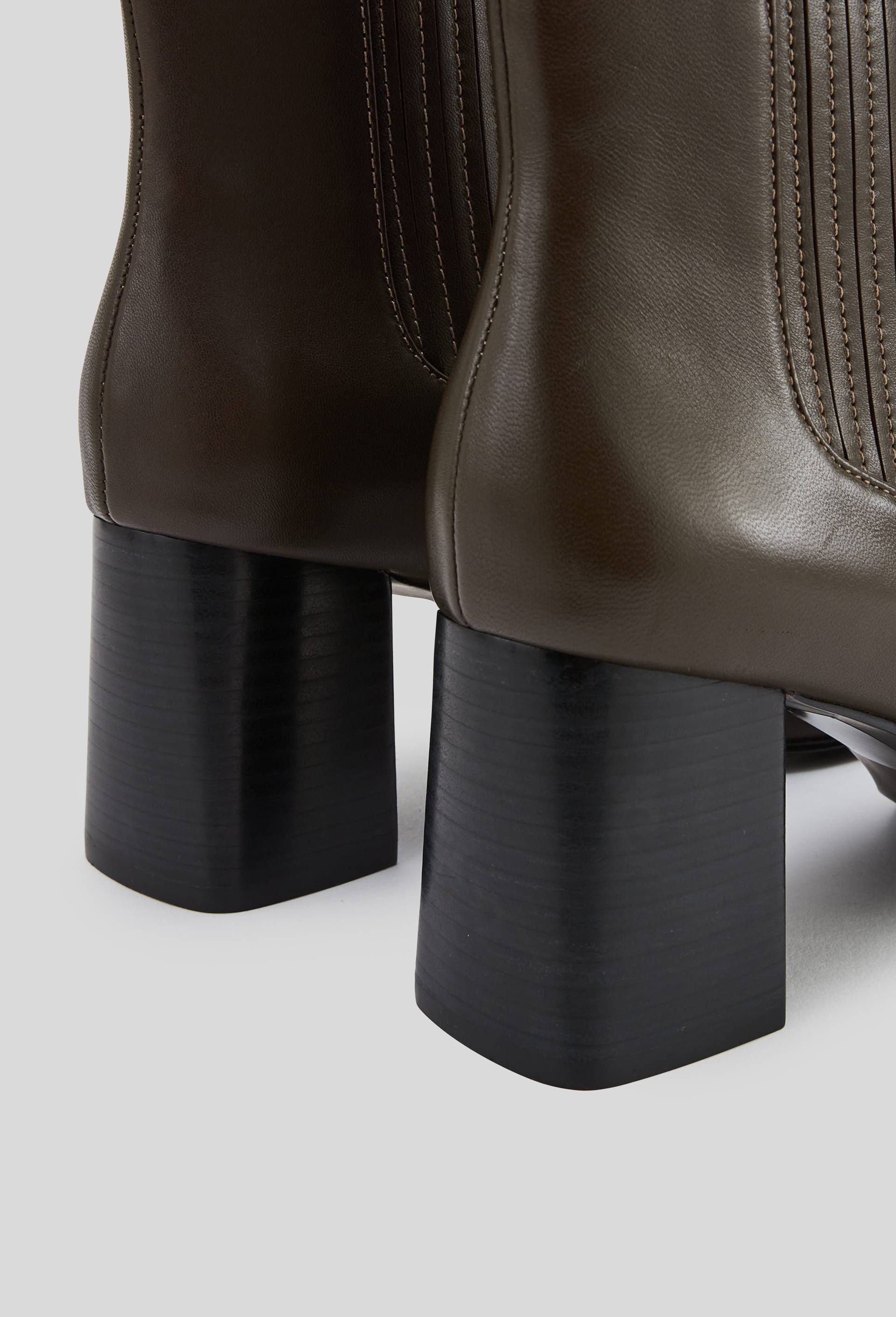 Bottines &agrave; talon en cuir, Vert fonc&eacute;, large image number 2