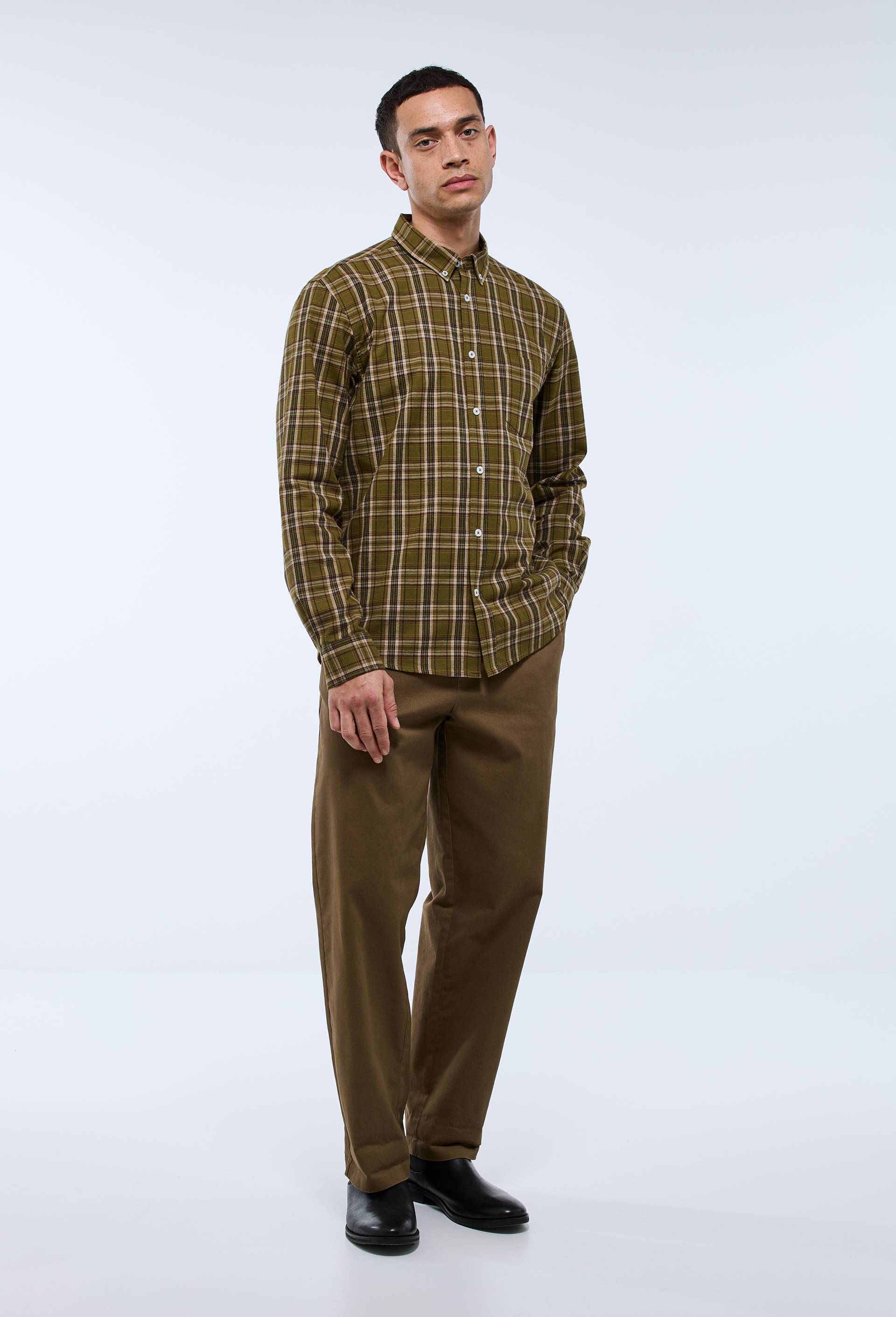 Chemise manches longues &agrave; carreaux en flanelle de coton BIO GOTS, Vert fonc&eacute;, large image number 4.0