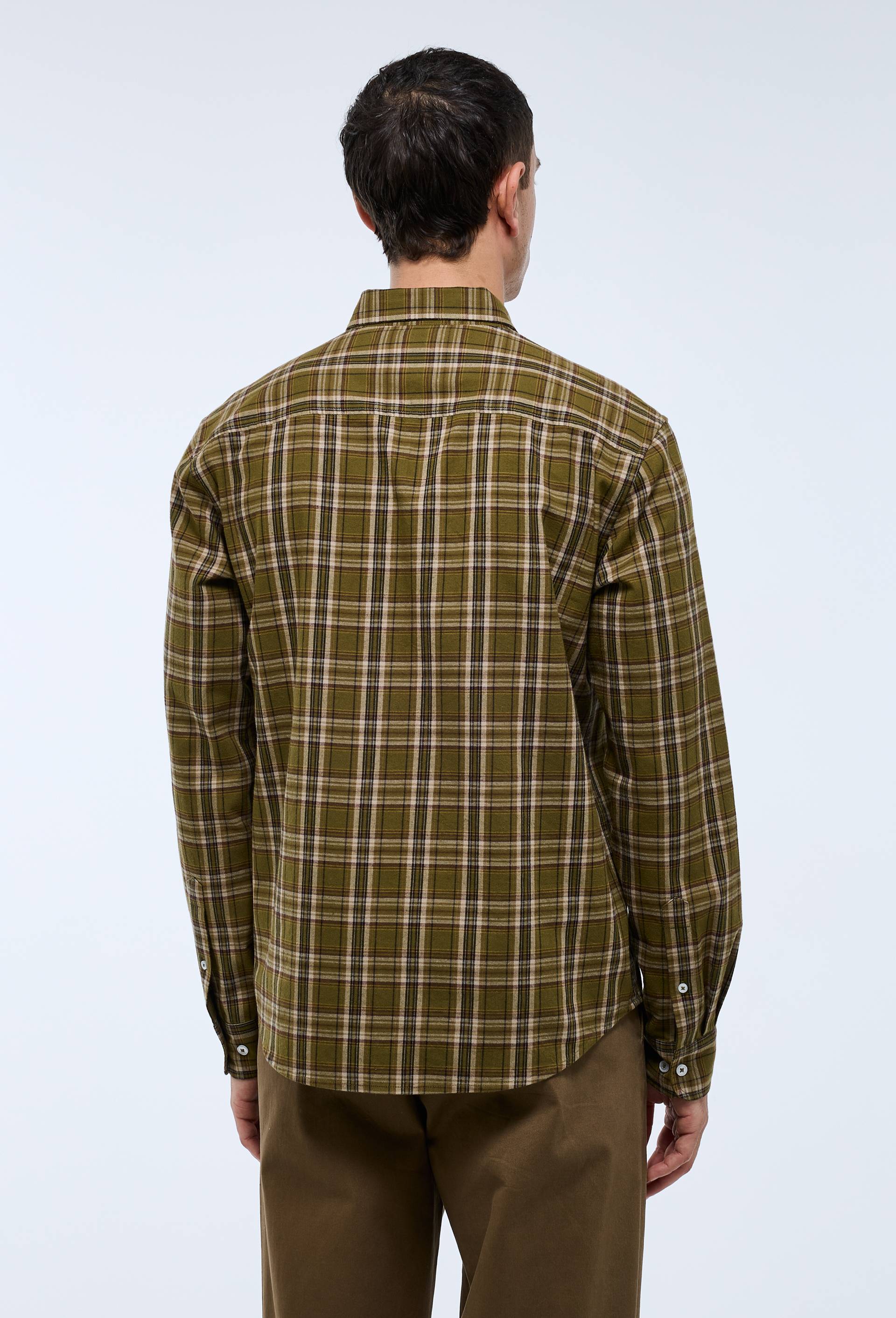 Chemise manches longues &agrave; carreaux en flanelle de coton BIO GOTS, Vert fonc&eacute;, large image number 5