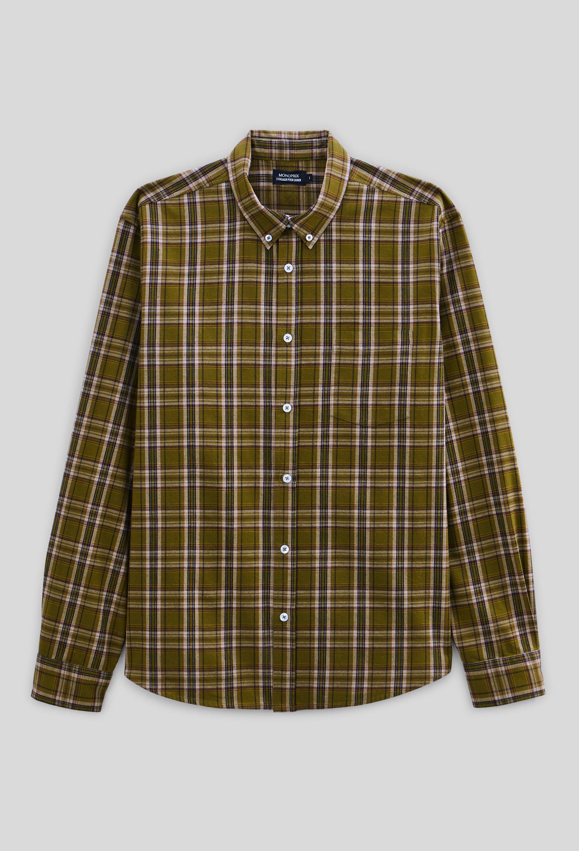 Chemise manches longues &agrave; carreaux en flanelle de coton BIO GOTS, Vert fonc&eacute;, large image number 6