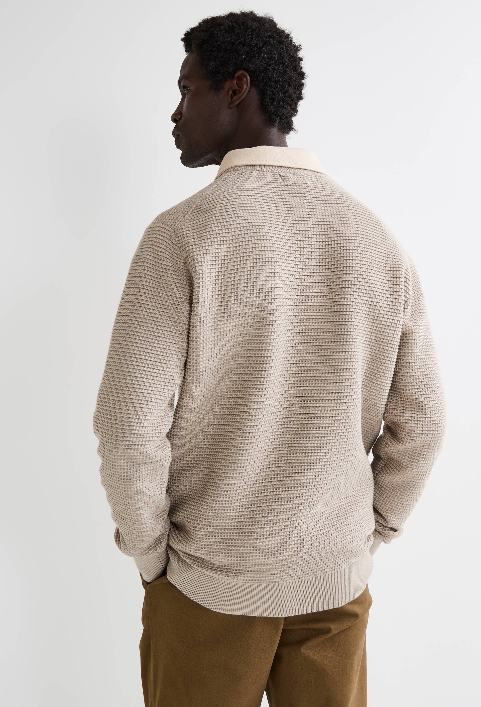 Pull col rond en maille fantaisie, Beige clair, large image number 4