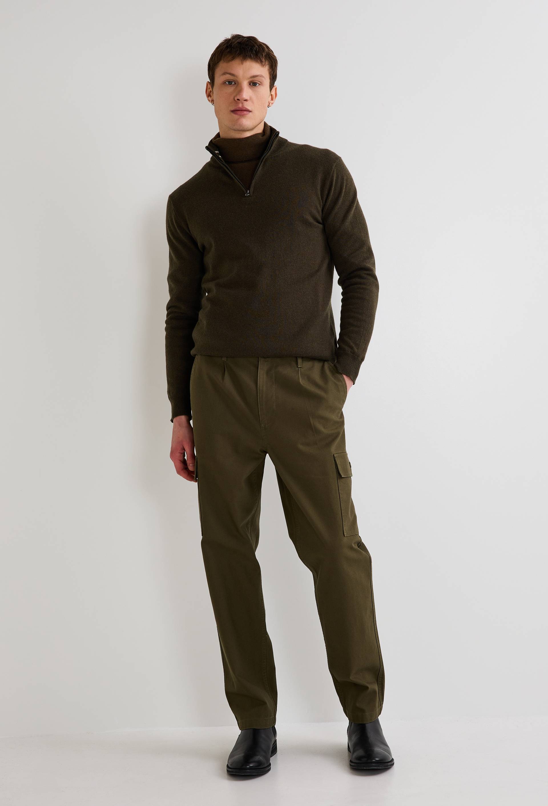 Pantalon cargo en coton BIO GOTS, Vert fonc&eacute;, large image number 0