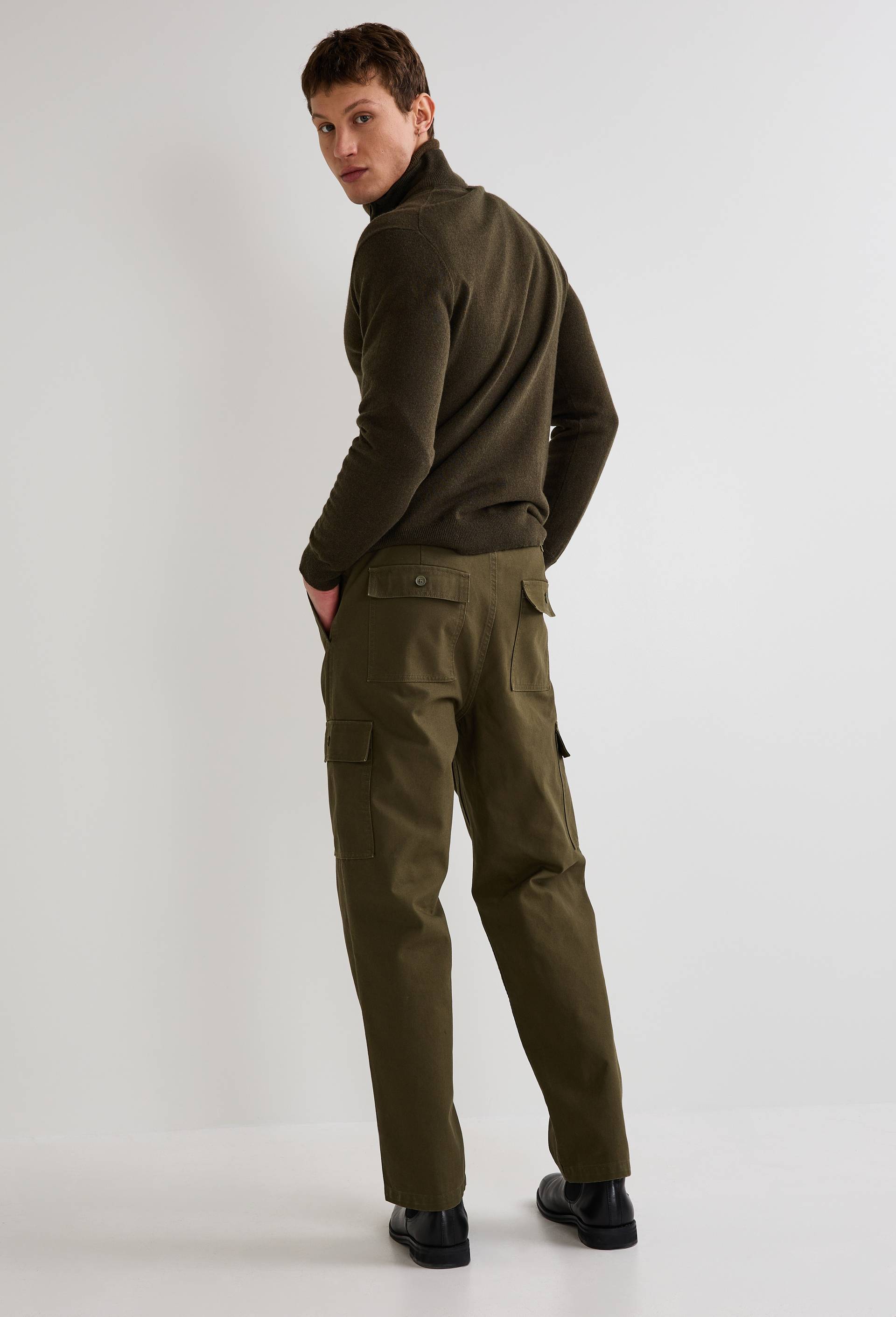 Pantalon cargo en coton BIO GOTS, Vert fonc&eacute;, large image number 1