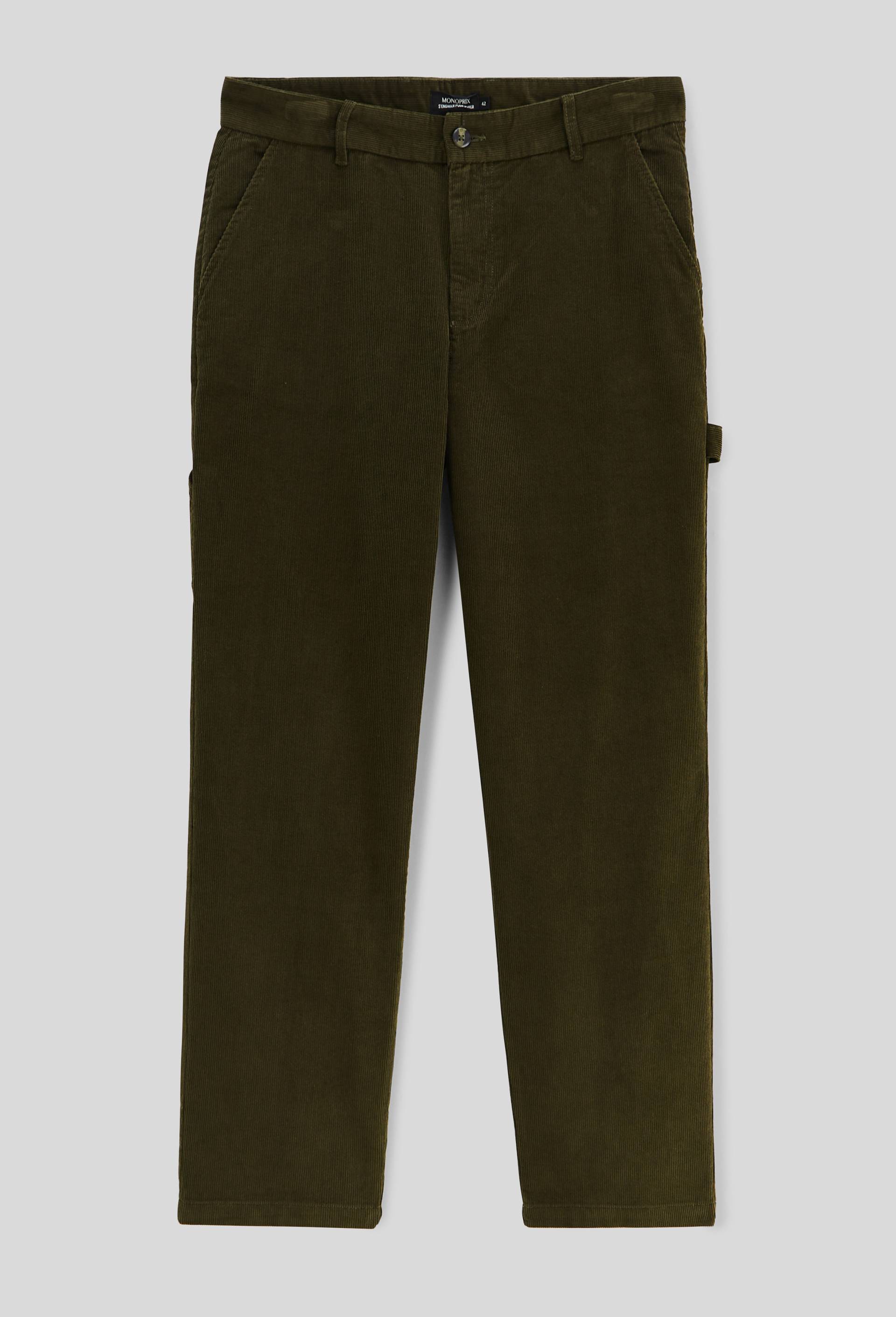 Pantalon charpentier velours en coton BIO GOTS, Vert fonc&eacute;, large image number 2