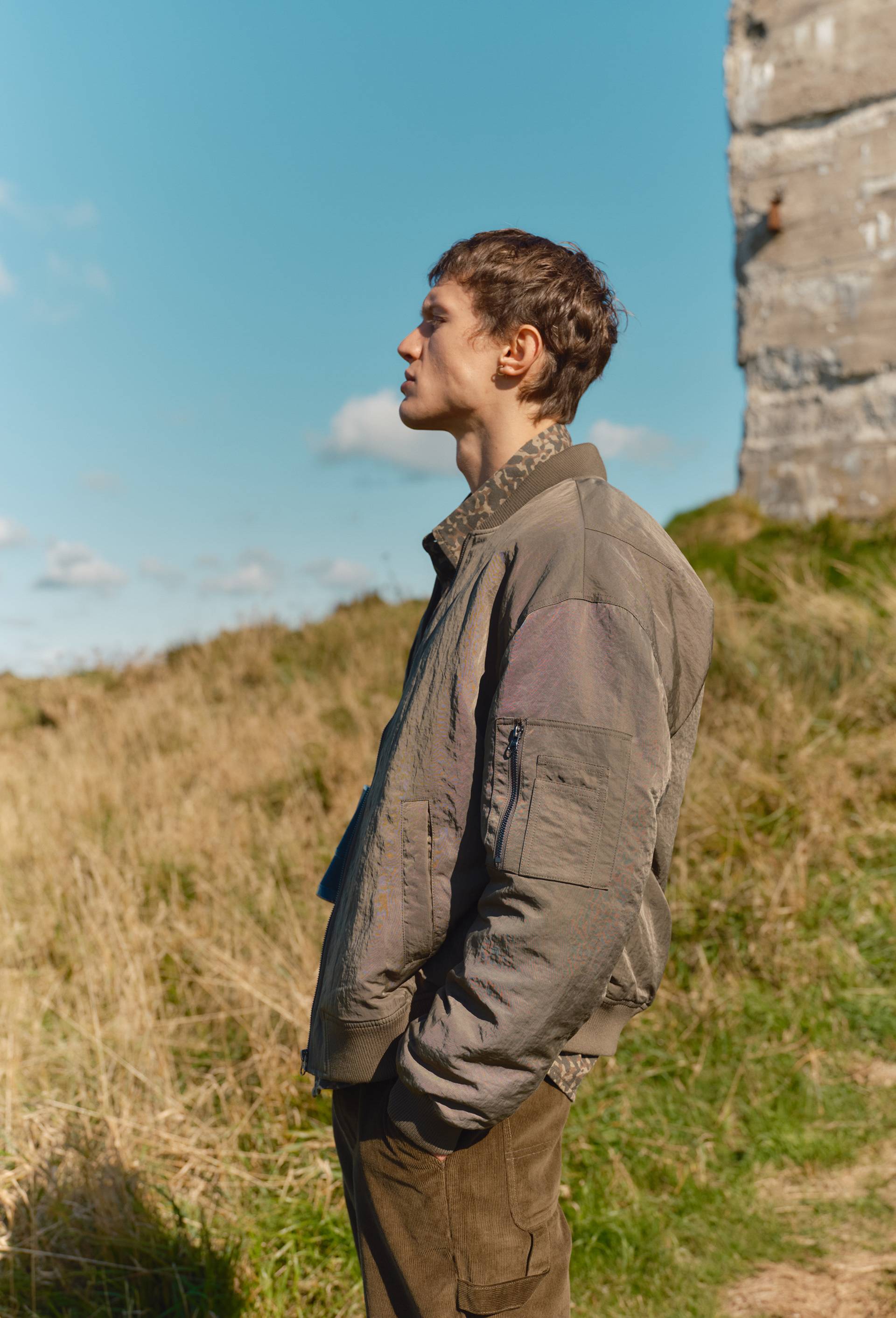 Blouson bomber zipp&eacute;, Vert fonc&eacute;, large image number 1