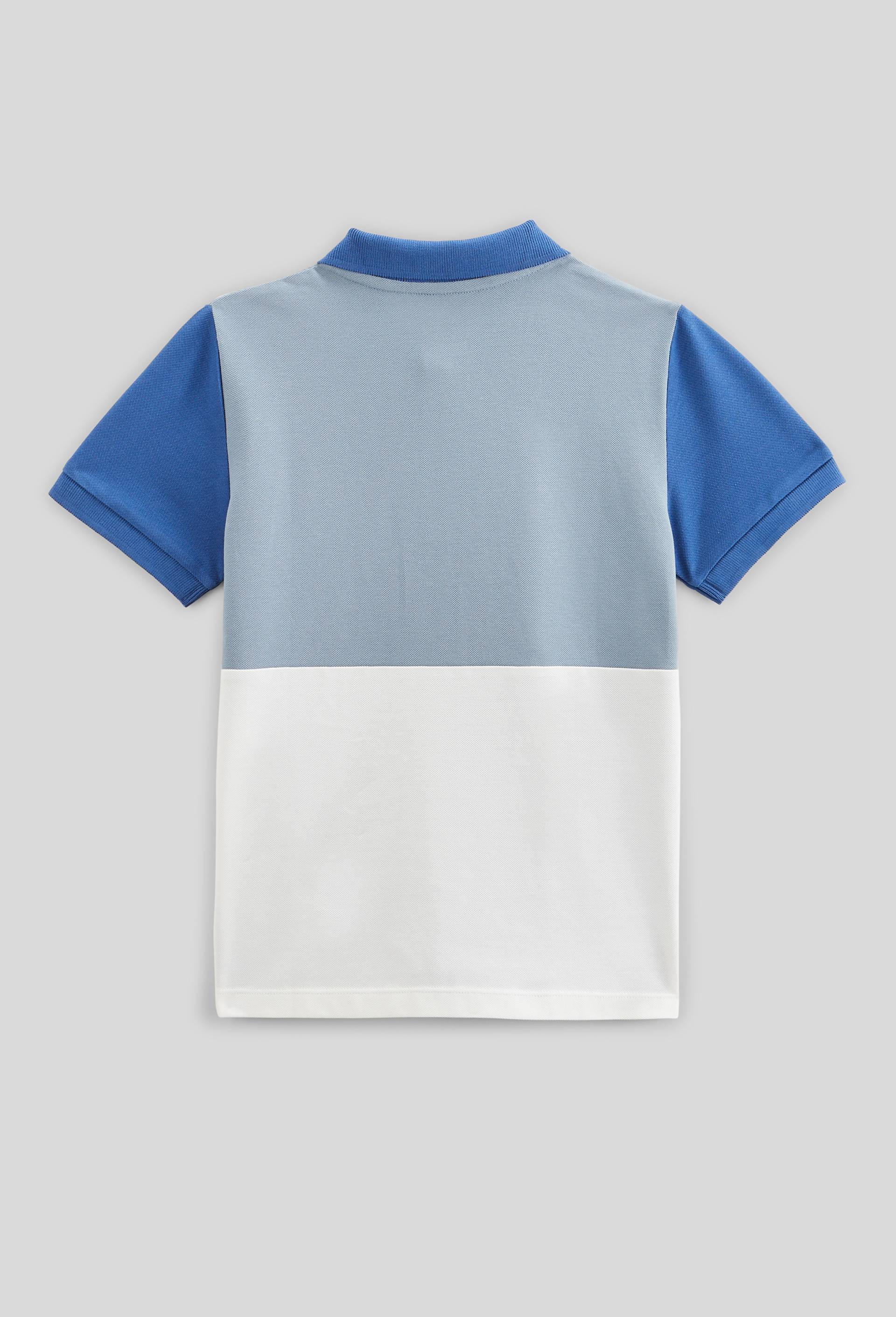 Polo manches courtes tricolore en coton BIO GOTS, Bleu, large image number 1.0
