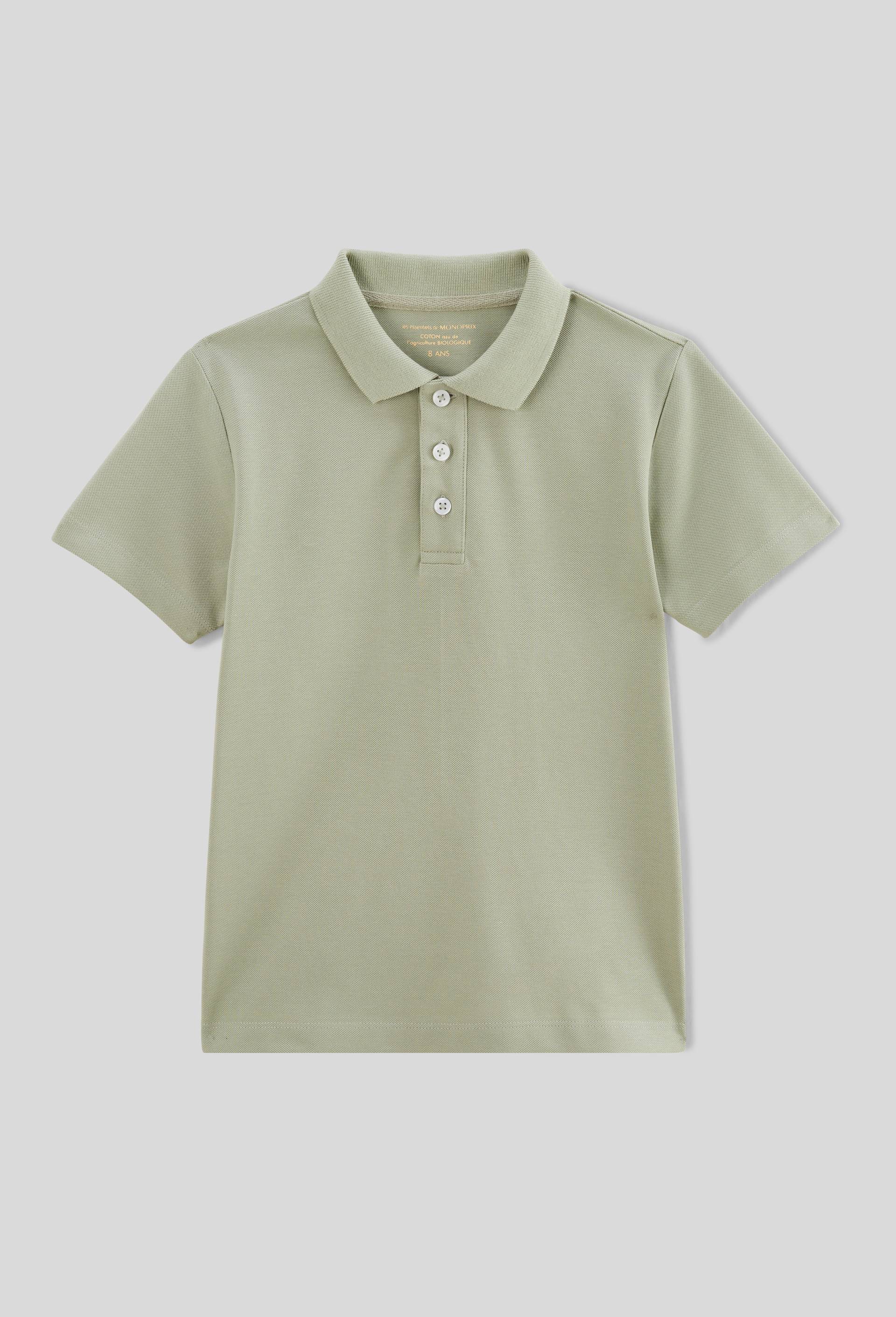 Polo manches courtes uni en coton BIO GOTS, Vert clair, swatch image