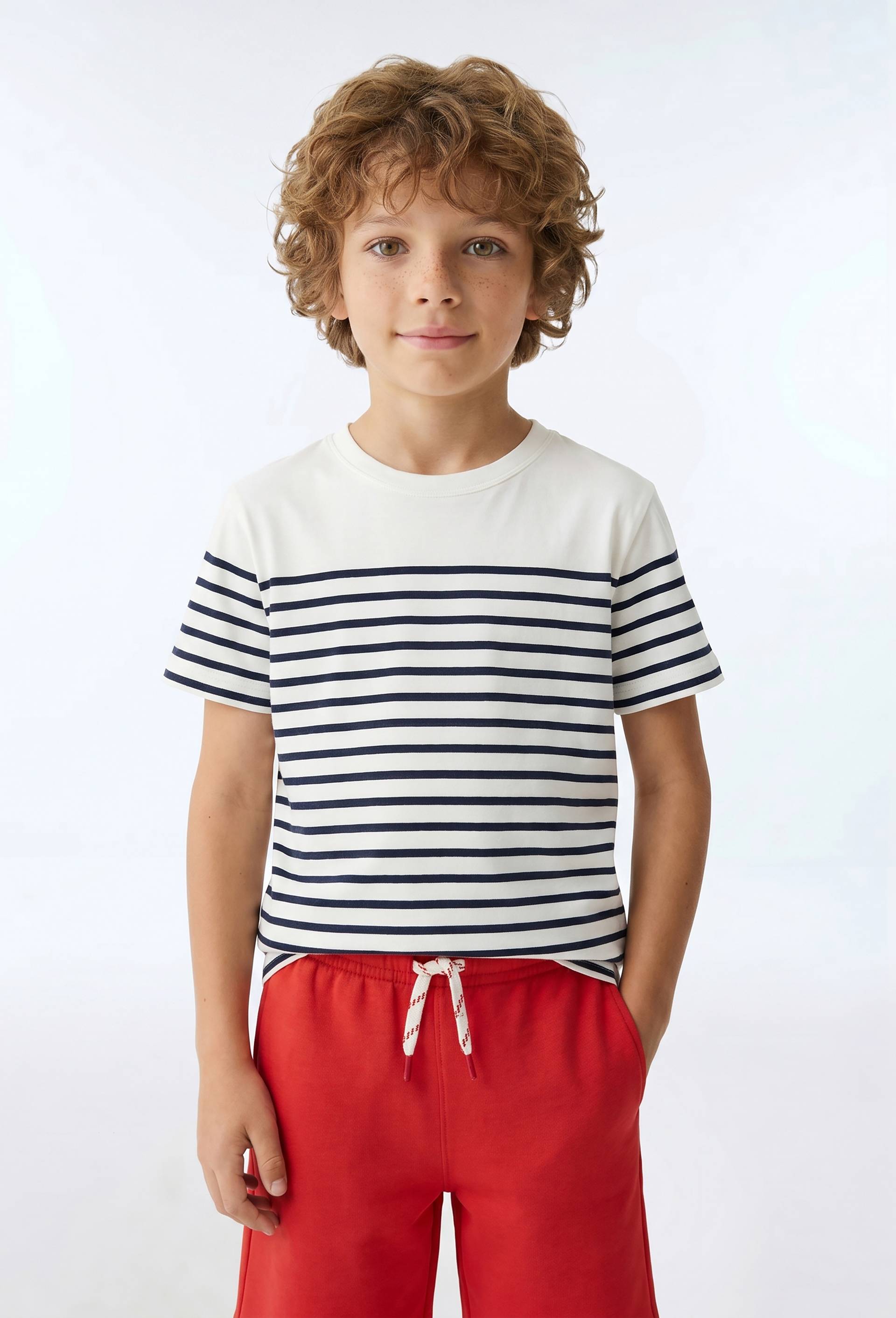 Marini&egrave;re manches courtes en coton BIO GOTS, Ecru, swatch image