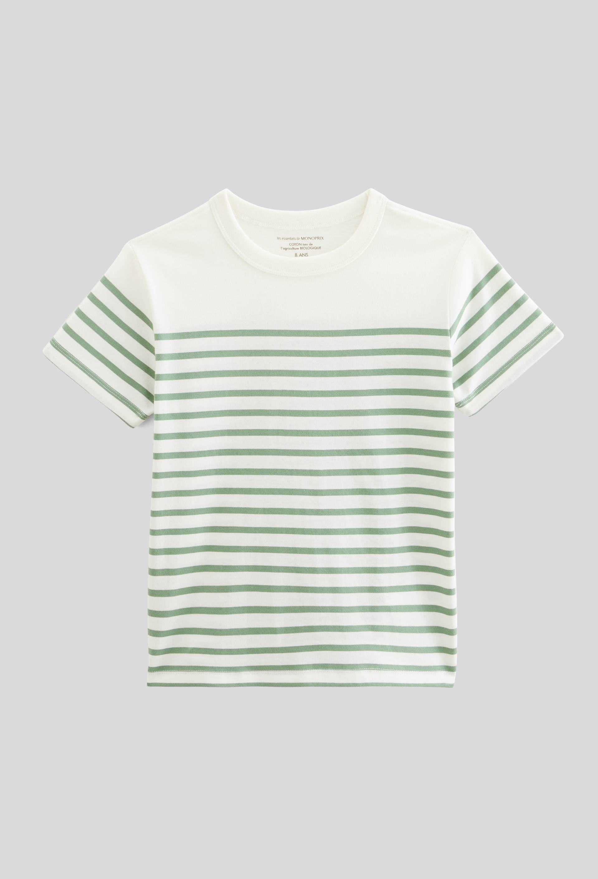 Marinière manches courtes en coton BIO GOTS VERT pour enfant MONOPRIX