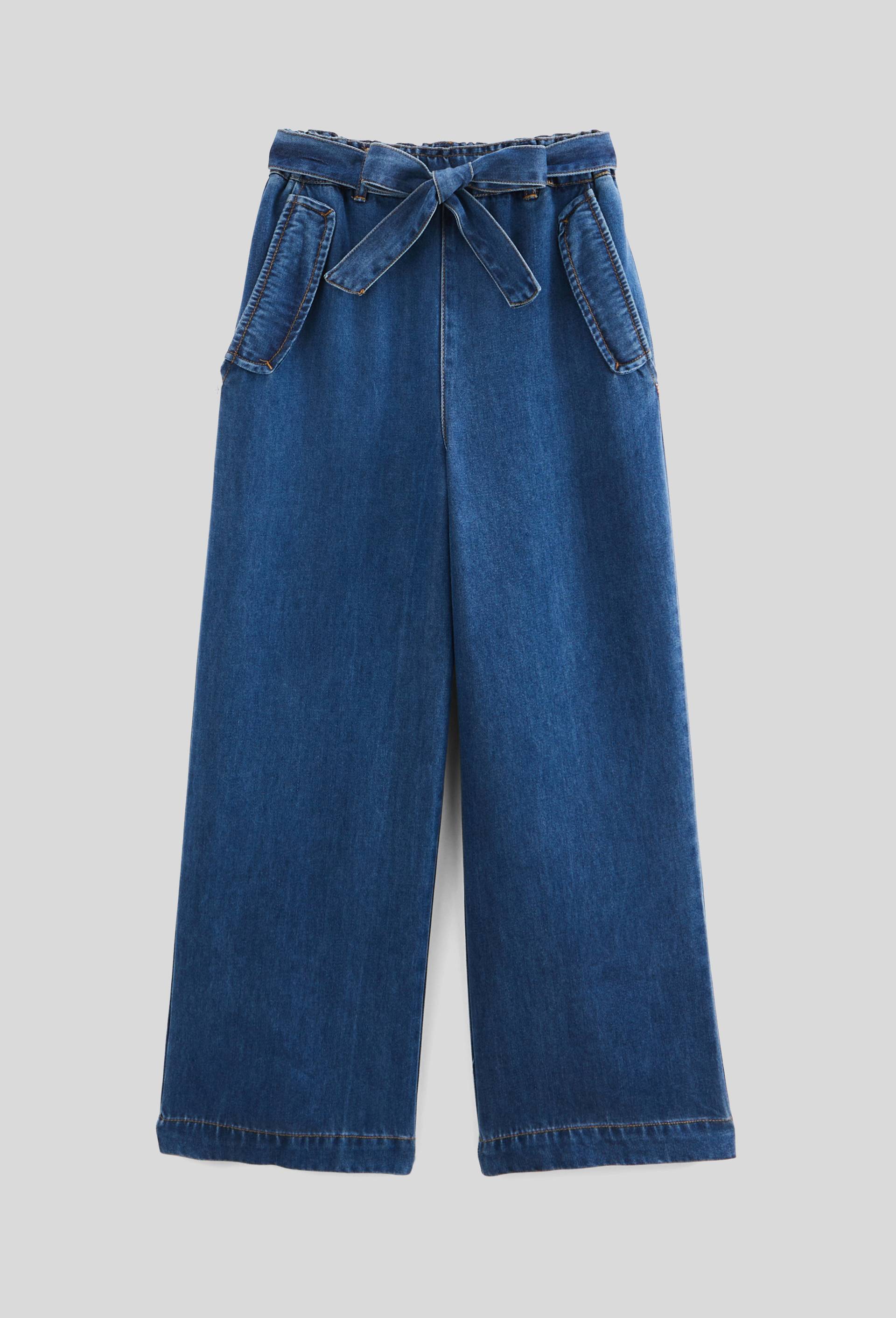 Pantalon large ceintur&eacute;, Bleu fonc&eacute;, large image number 1