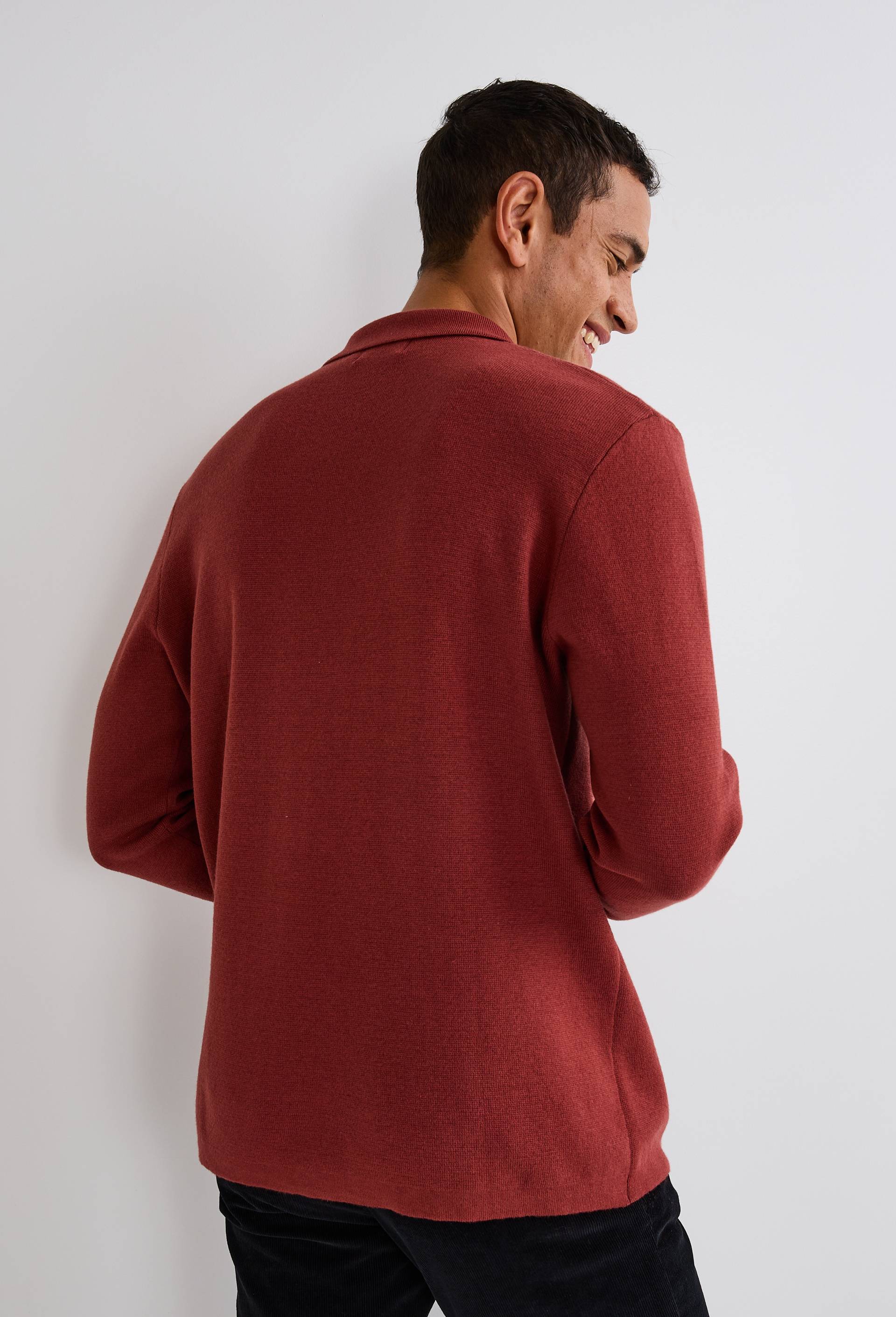 Pull col polo en mélange coton et cachemire, Brun, large image number 2.0