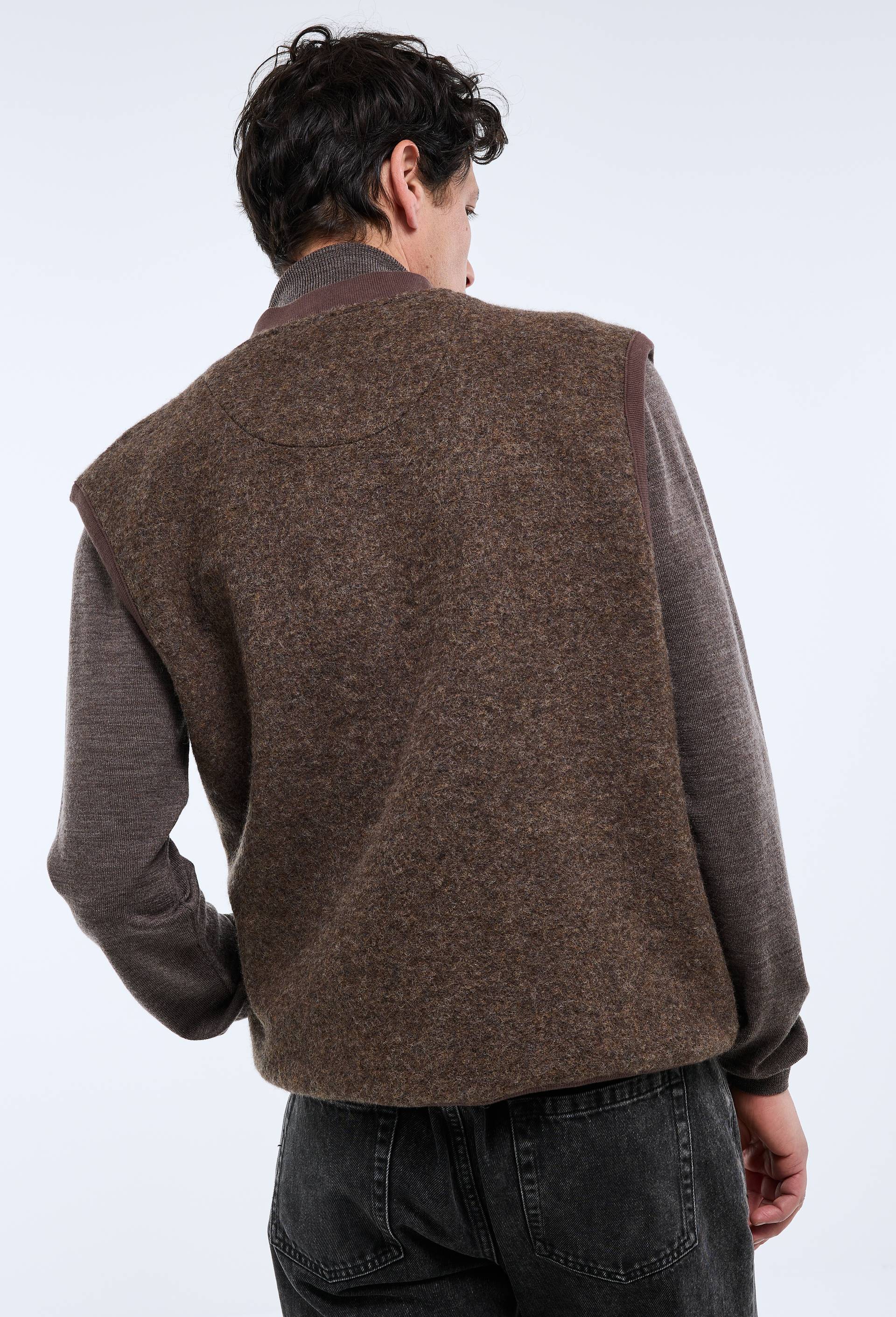 Veste sans manches zipp&eacute;e en m&eacute;lange laine, Brun, large image number 4