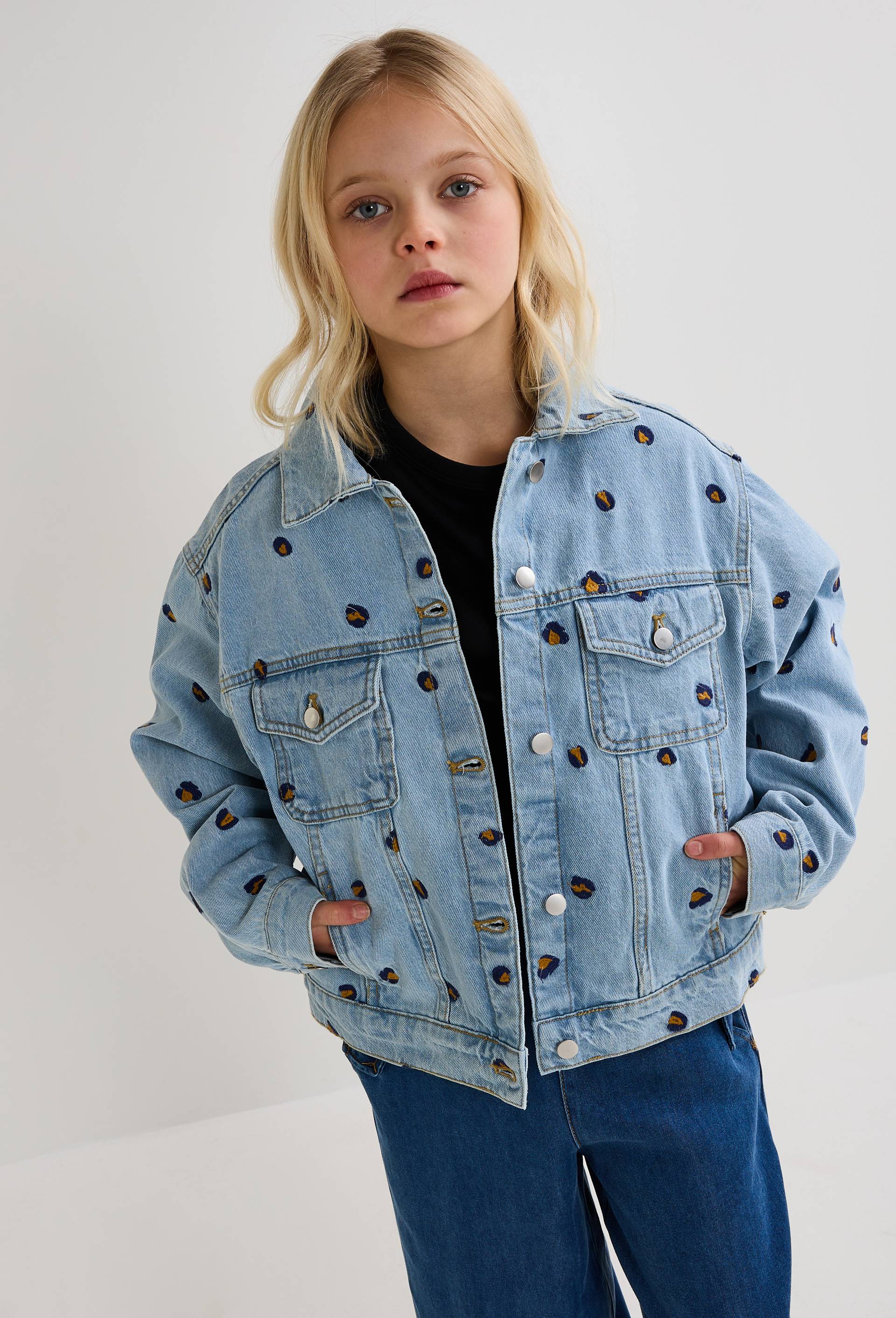 Veste brod&eacute;e en jean, Bleu, large image number 0